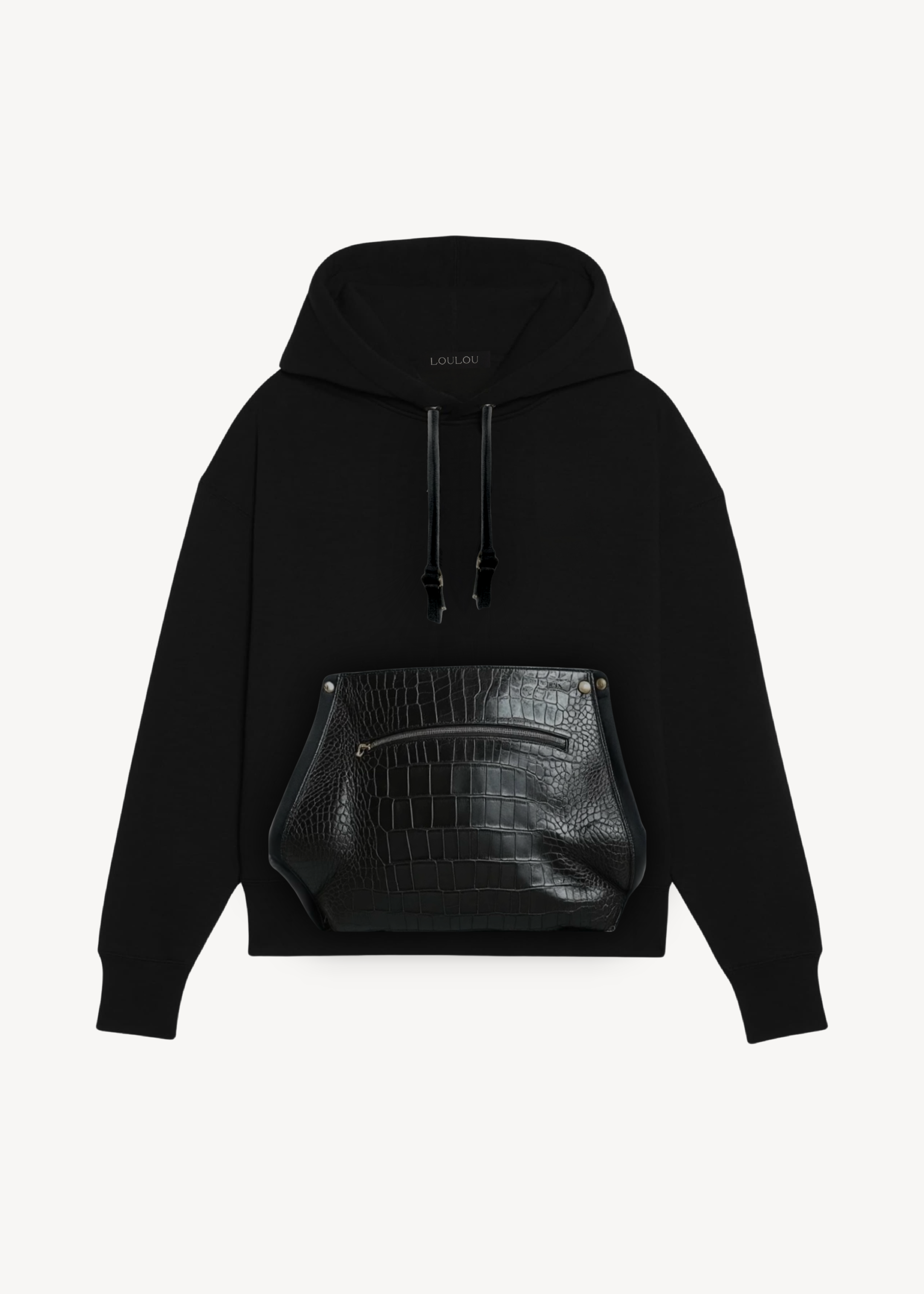 Leather pocket hoodie