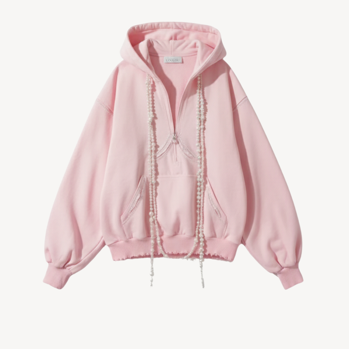 PEARL-TRIM HOODIE