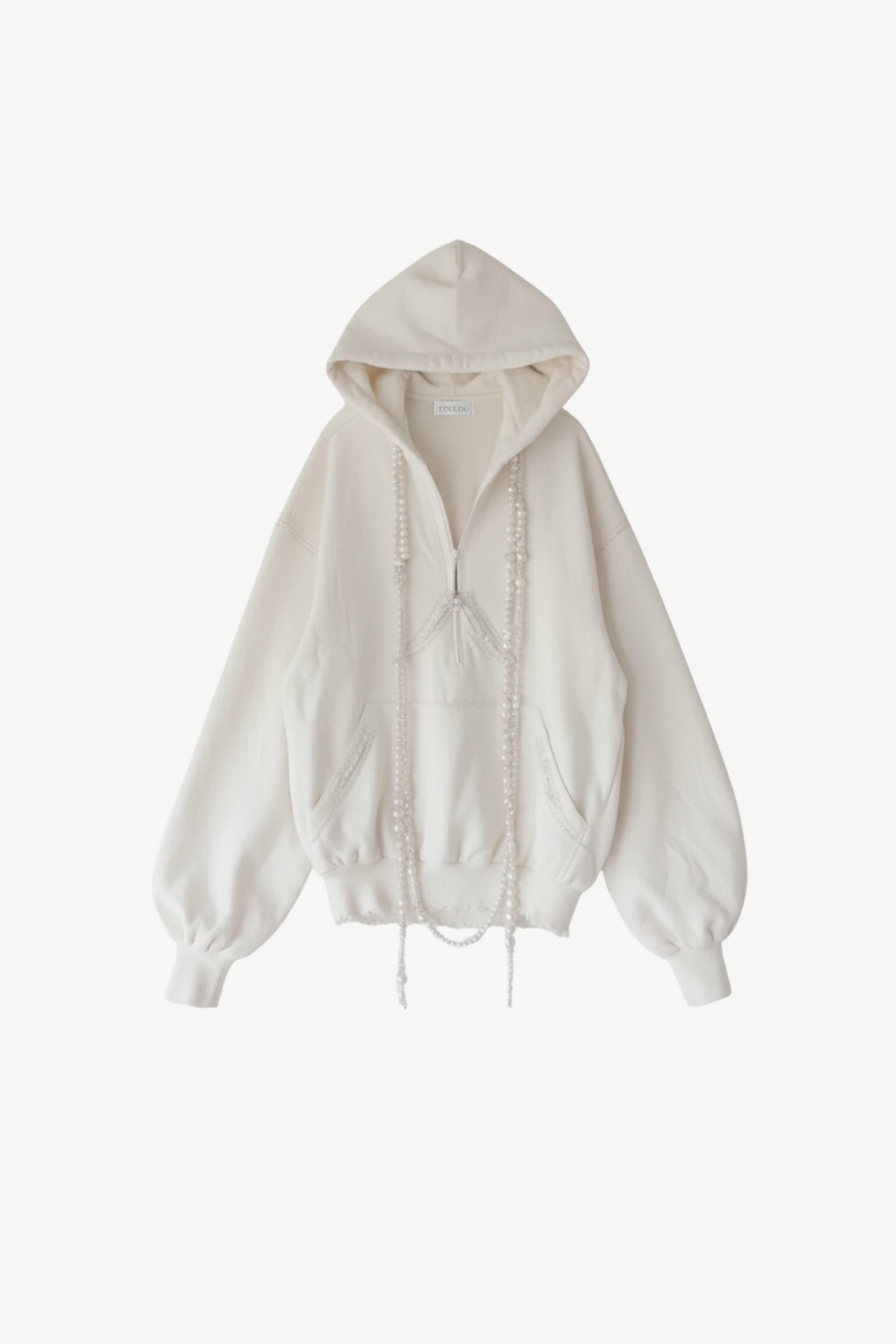PEARL-TRIM HOODIE