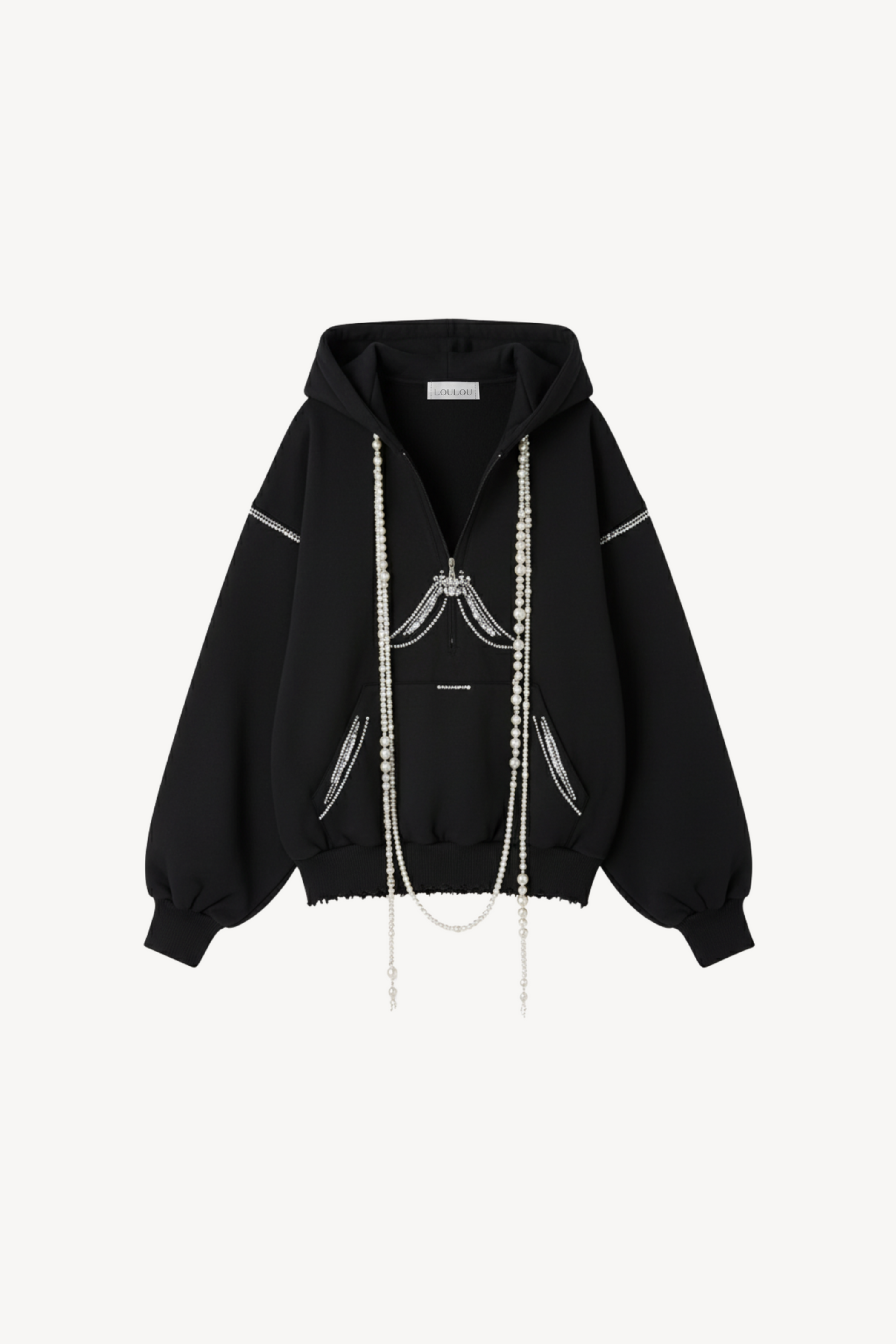 PEARL-TRIM HOODIE