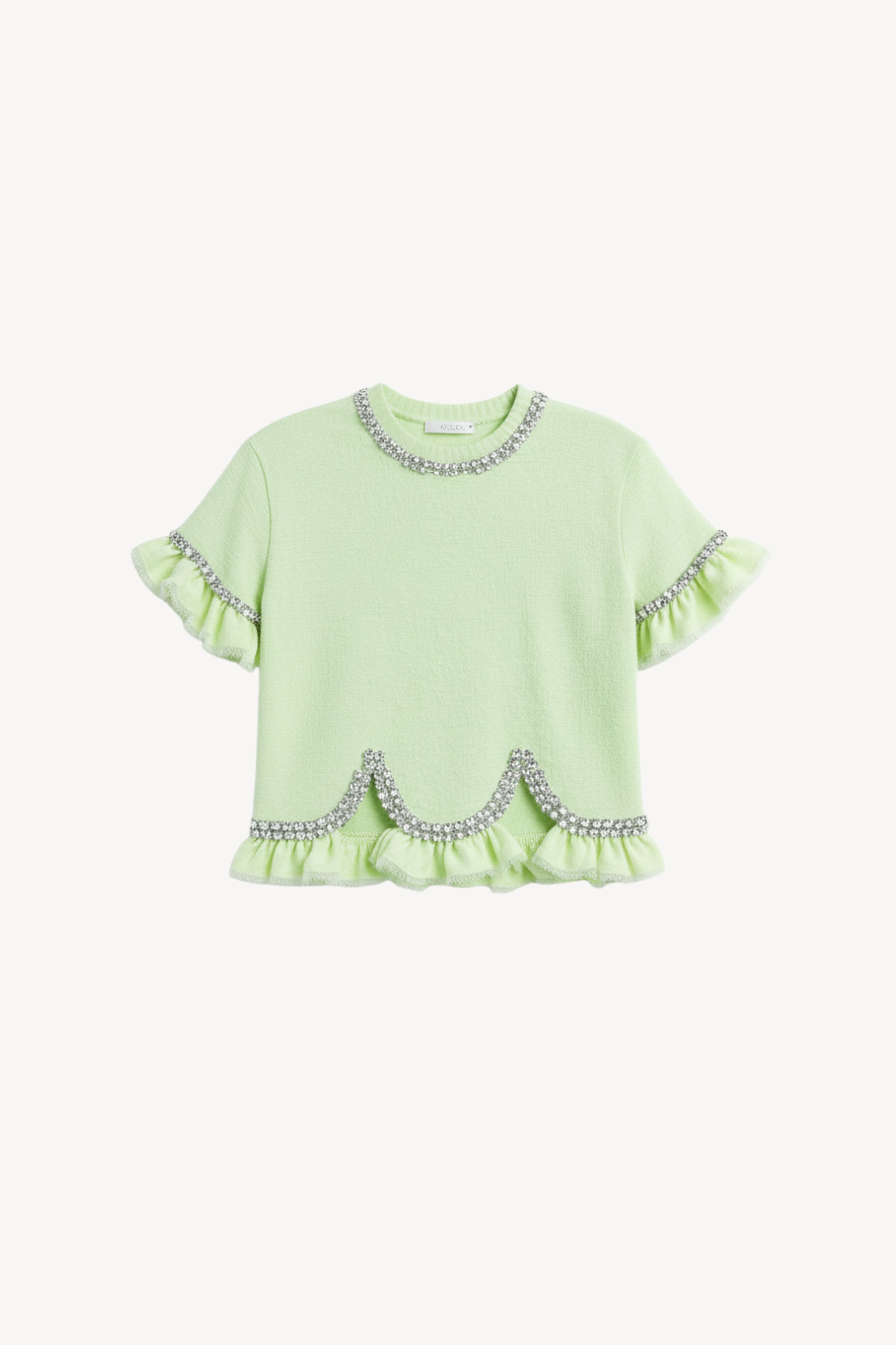 CRYSTAL-EMBELLISHED BOUCLÉ TOP
