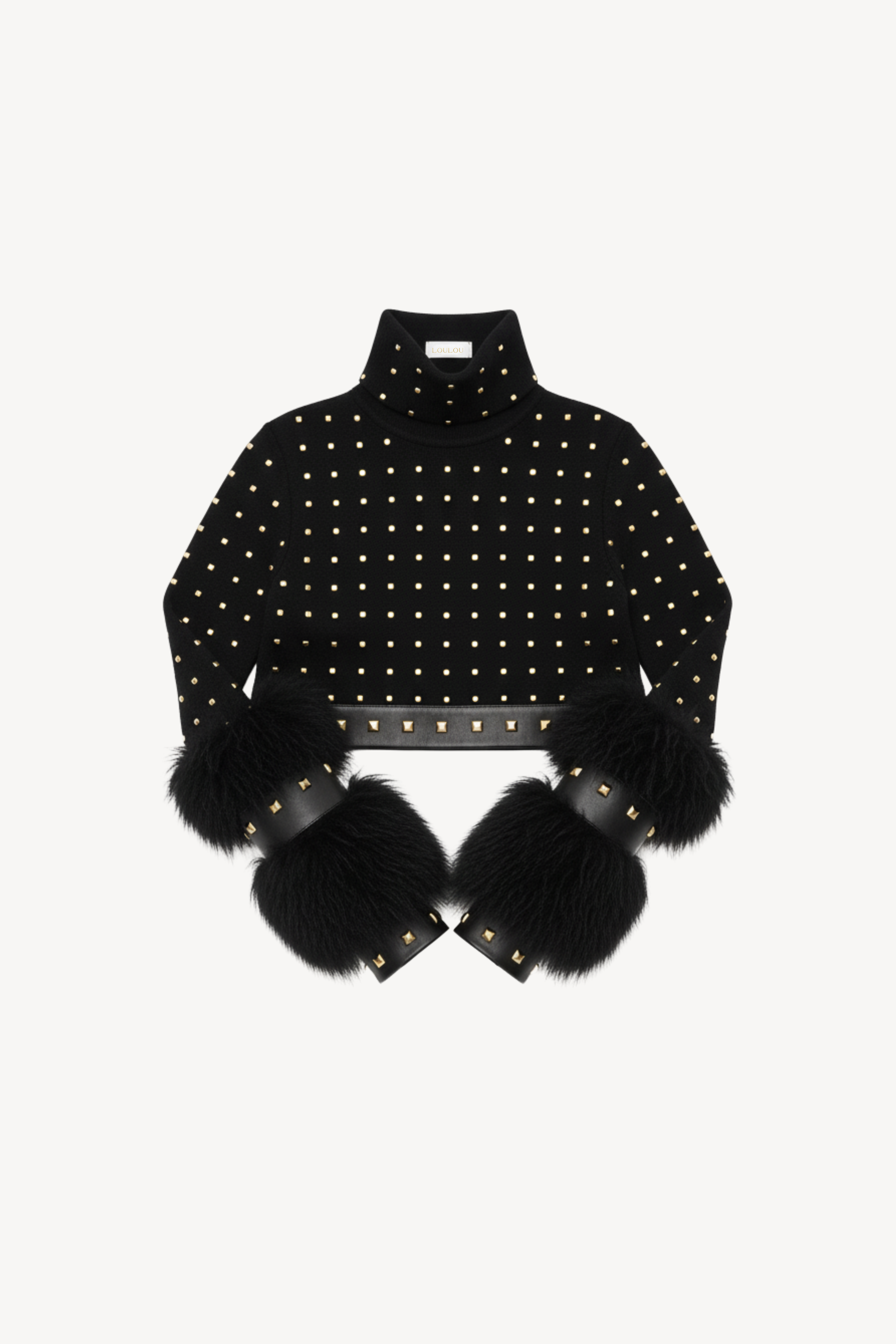 JERSEY TURTLENECK TOP WITH STUDDED DETAILING