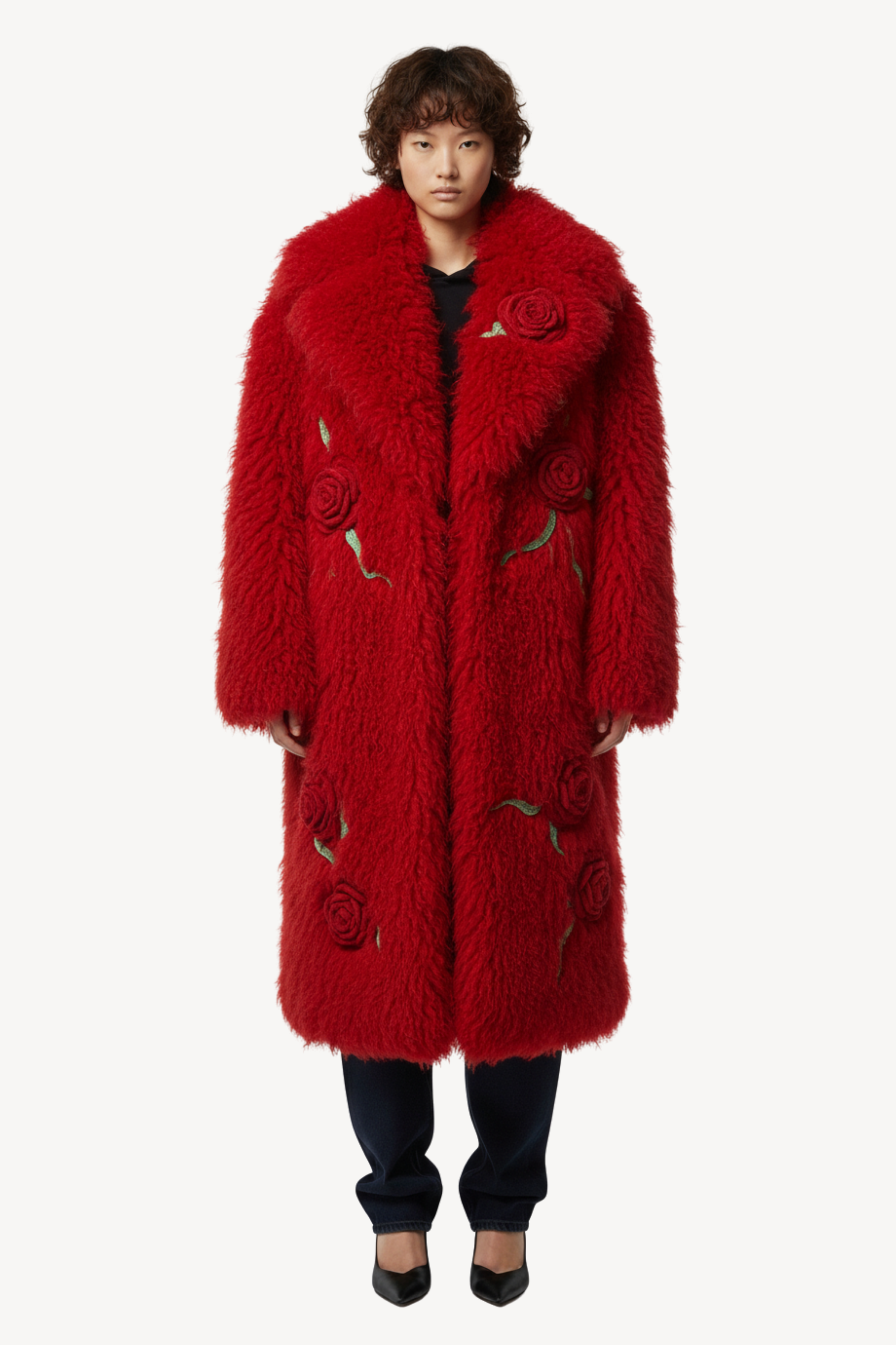 SHEARLING COAT IN RED
