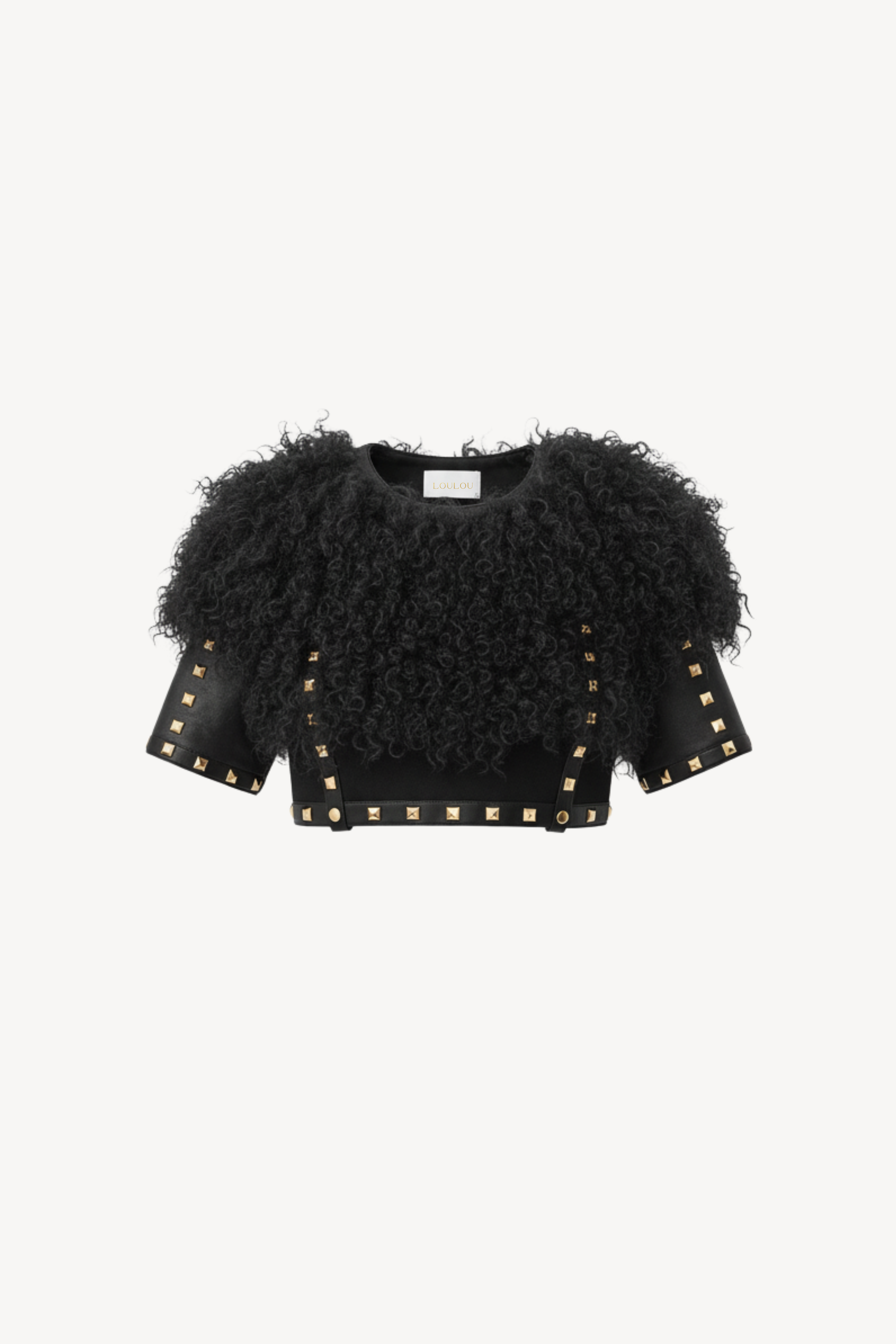CROPPED SHEARLING TOP IN BLACK