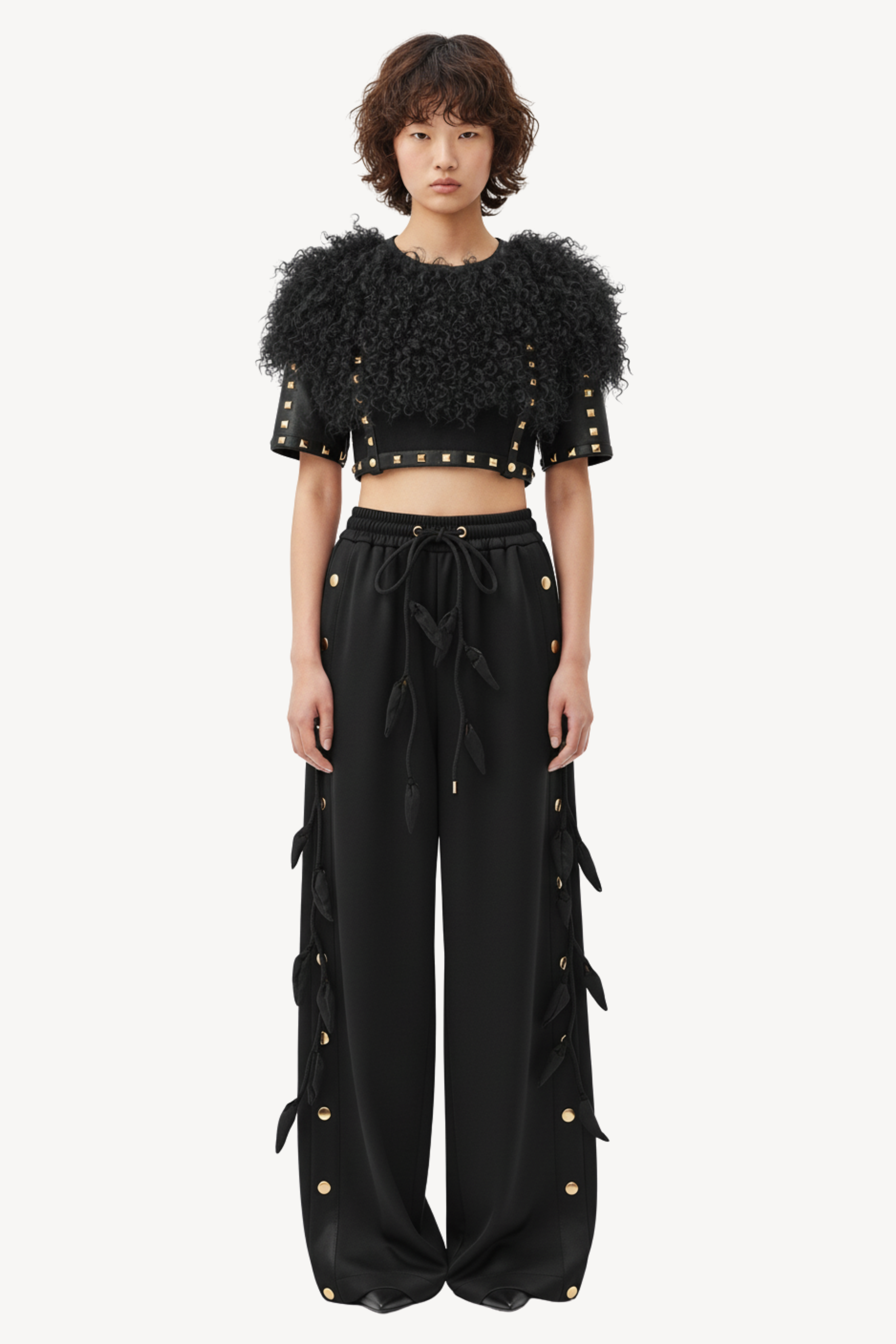 BLACK LEAF JOGGER TROUSERS