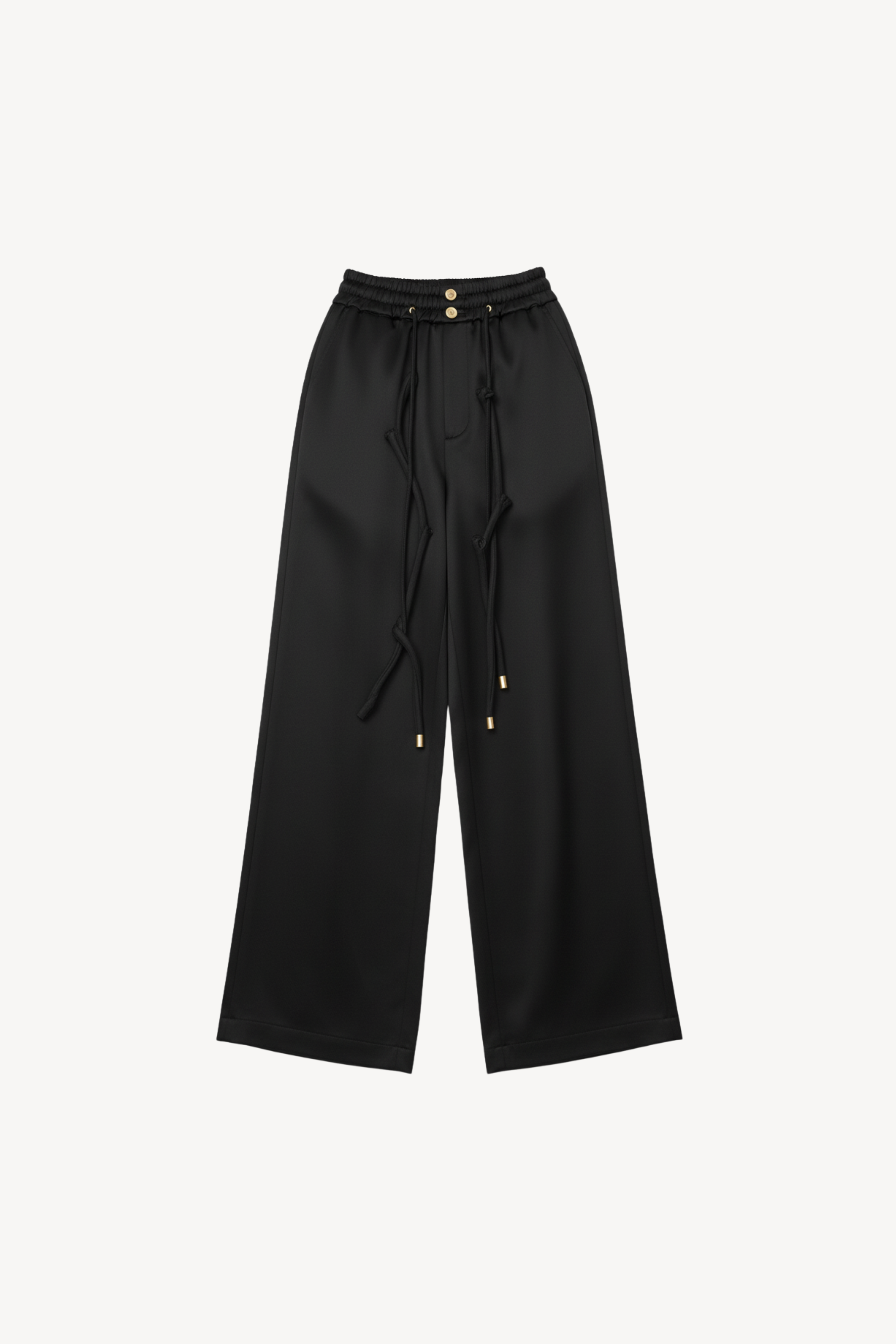 BLACK SILK SATIN TROUSERS