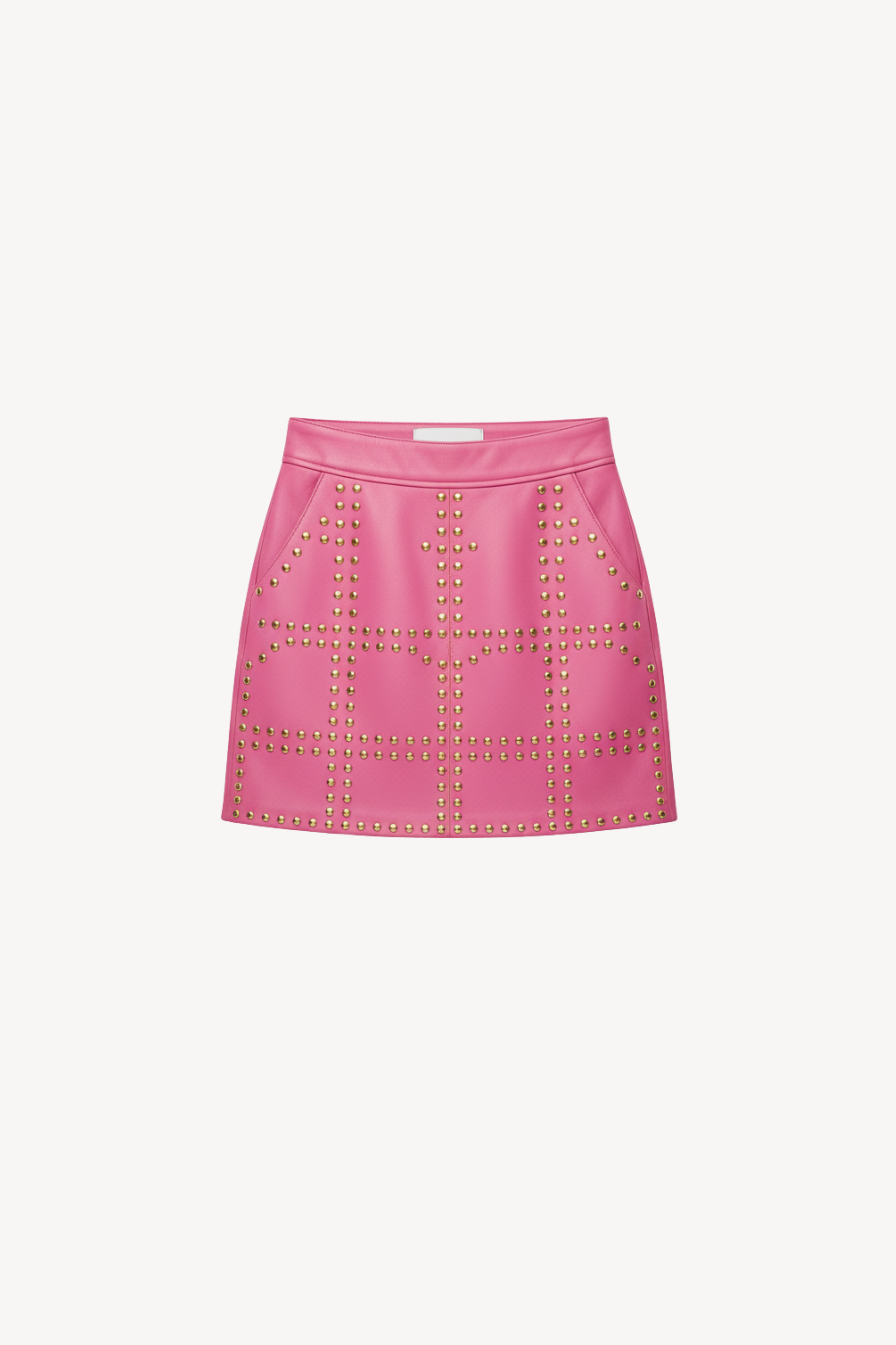 PINK STUDDED LEATHER MINI SKIRT