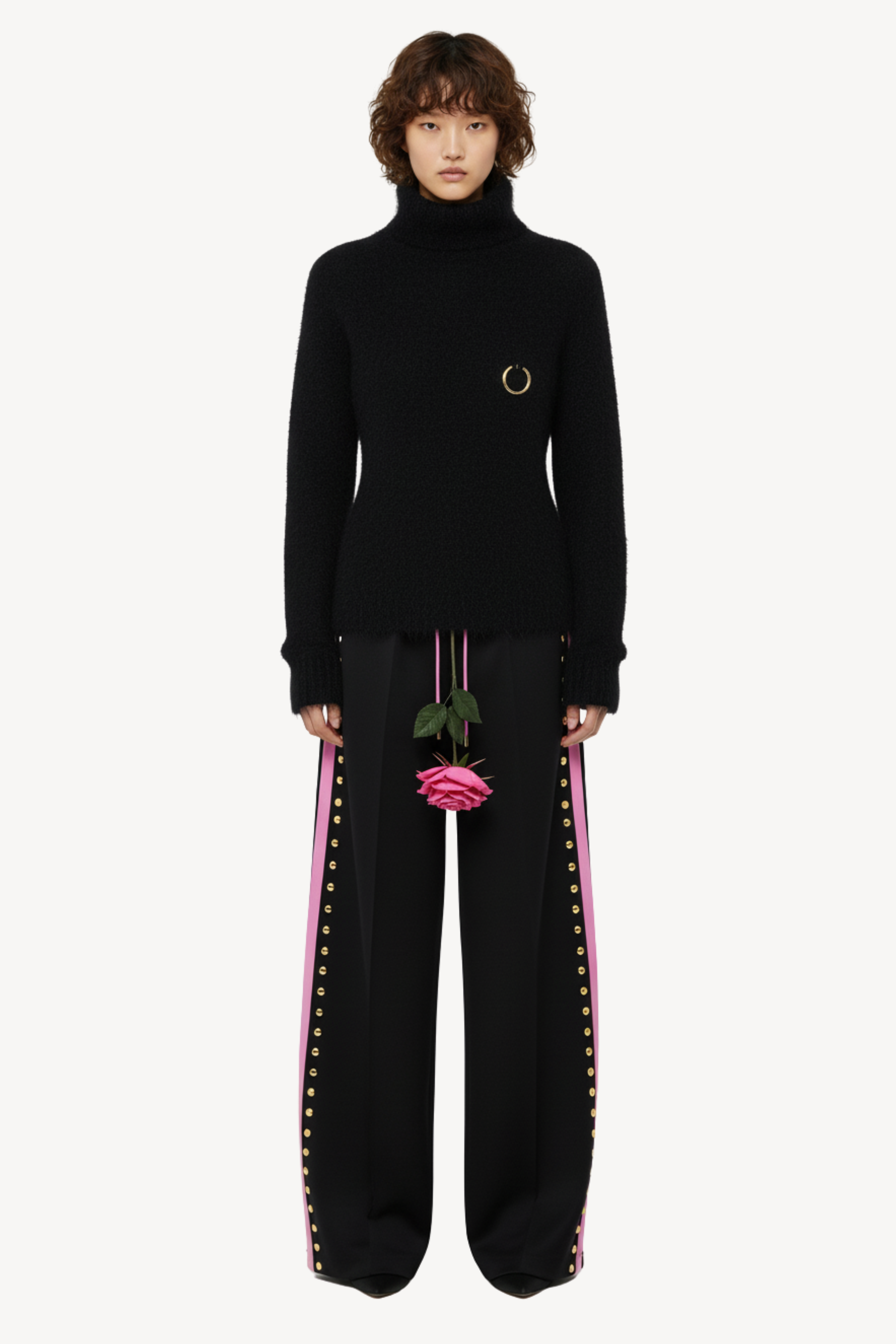 MOHAIR-BLEND TURTLENECK SWEATER IN BLACK
