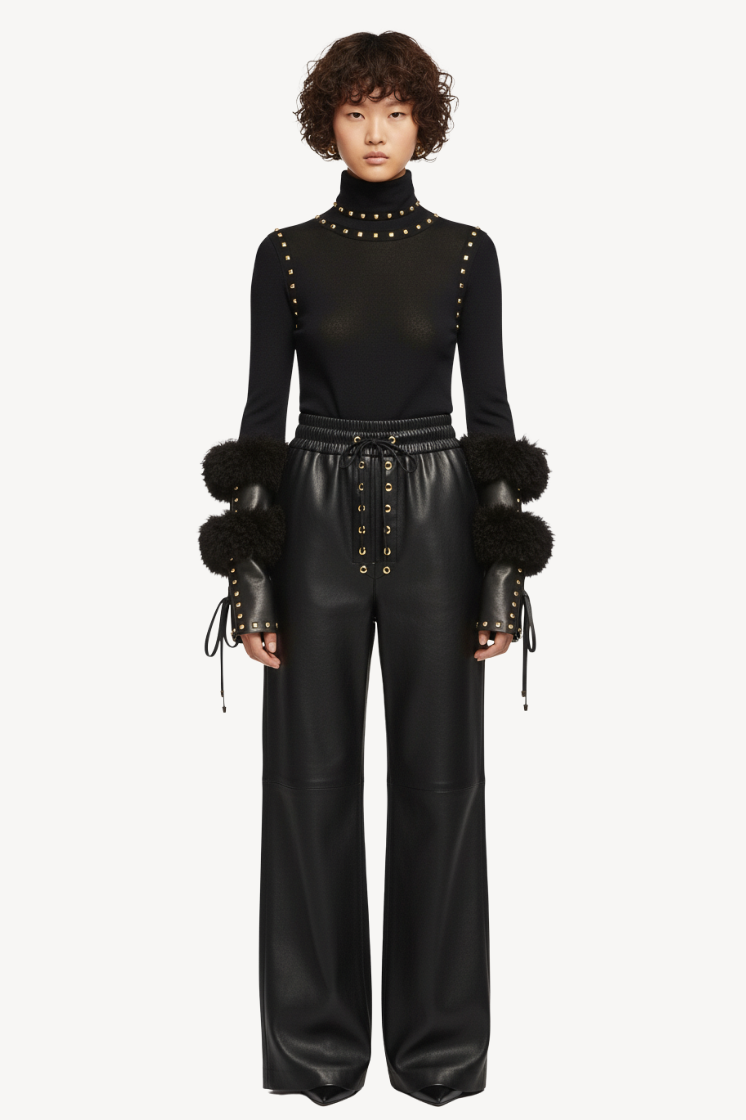 VEGAN LEATHER LACED TROUSERS