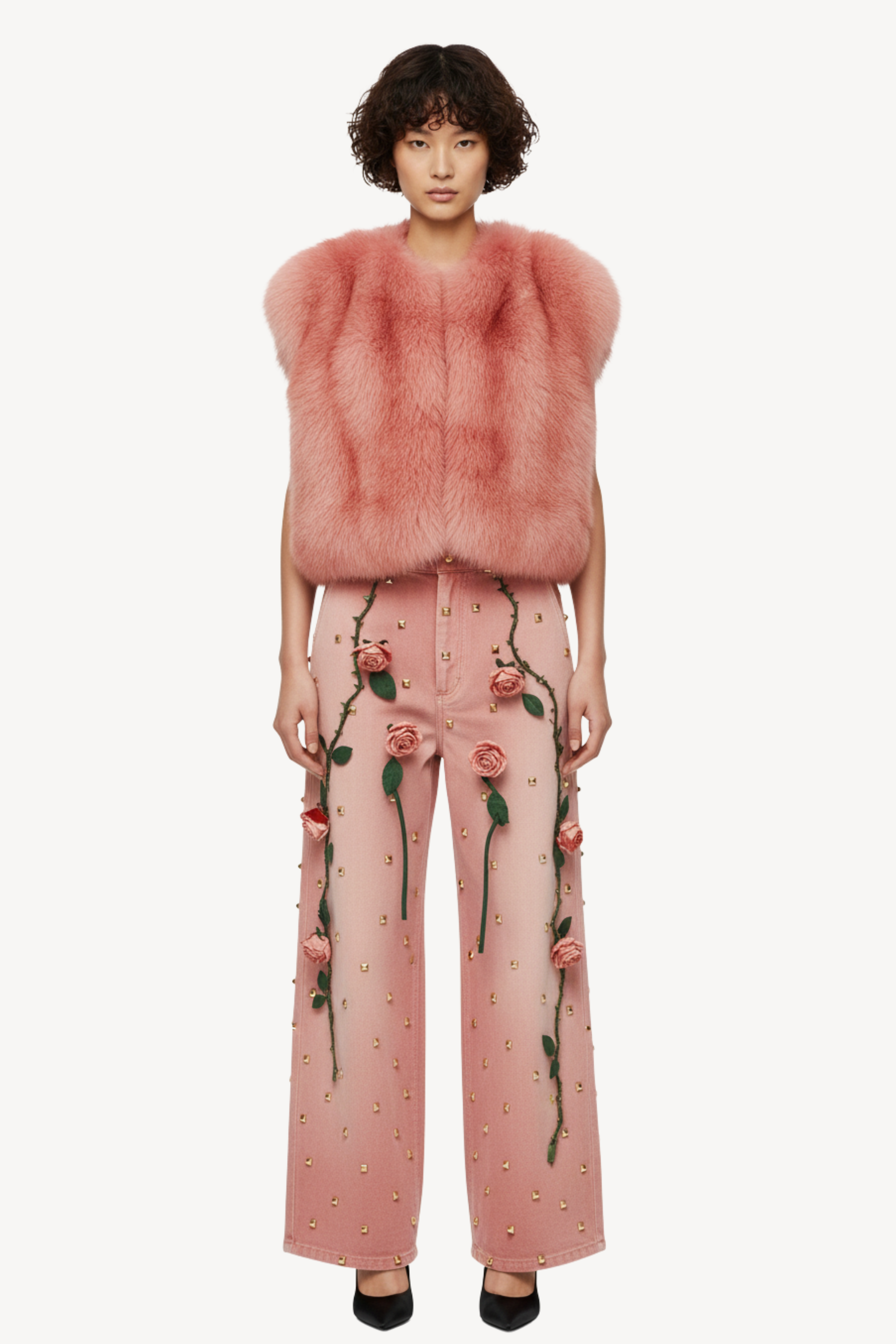 FAUX FUR VEST IN BLUSH