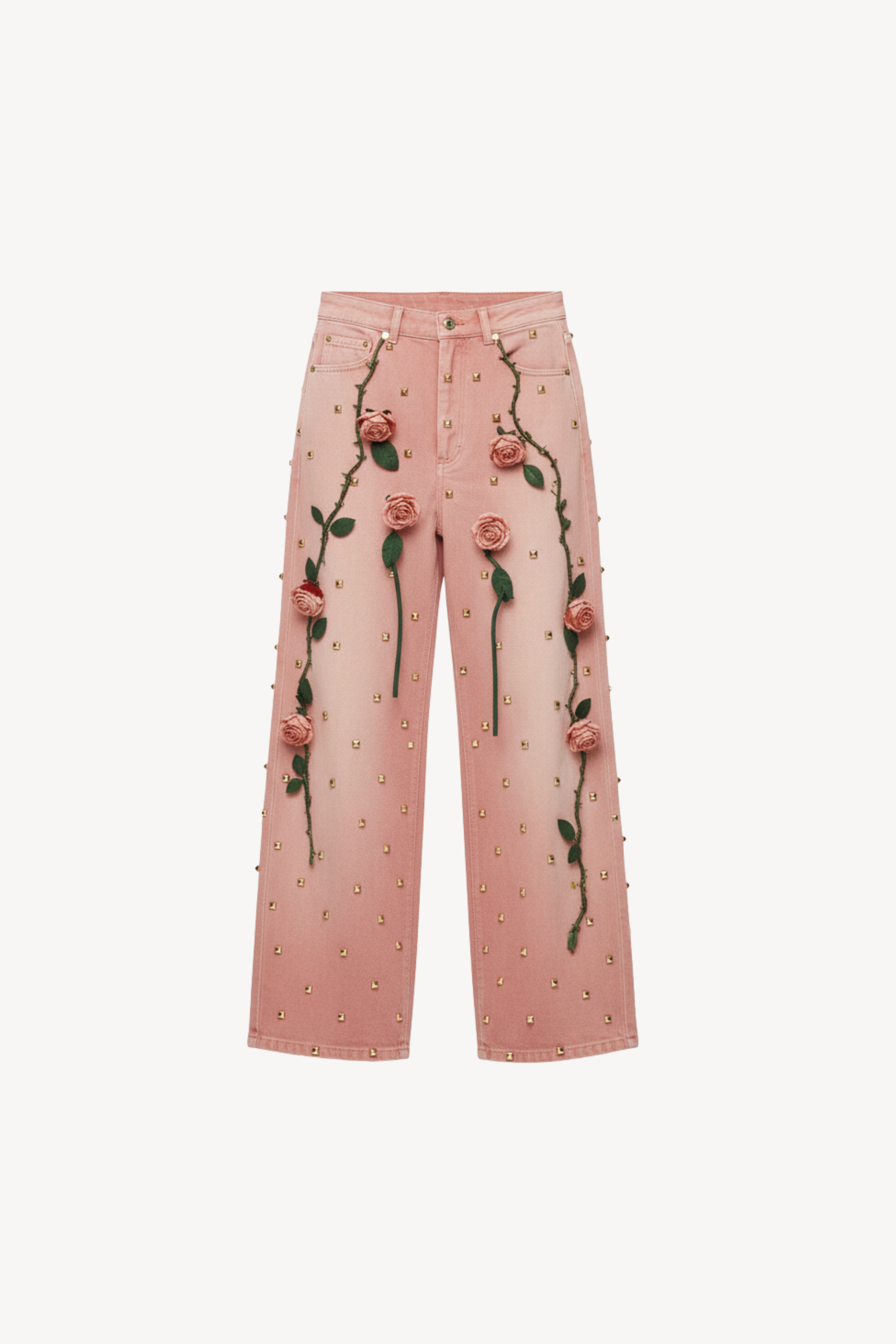 PINK ROSE DENIM TROUSERS