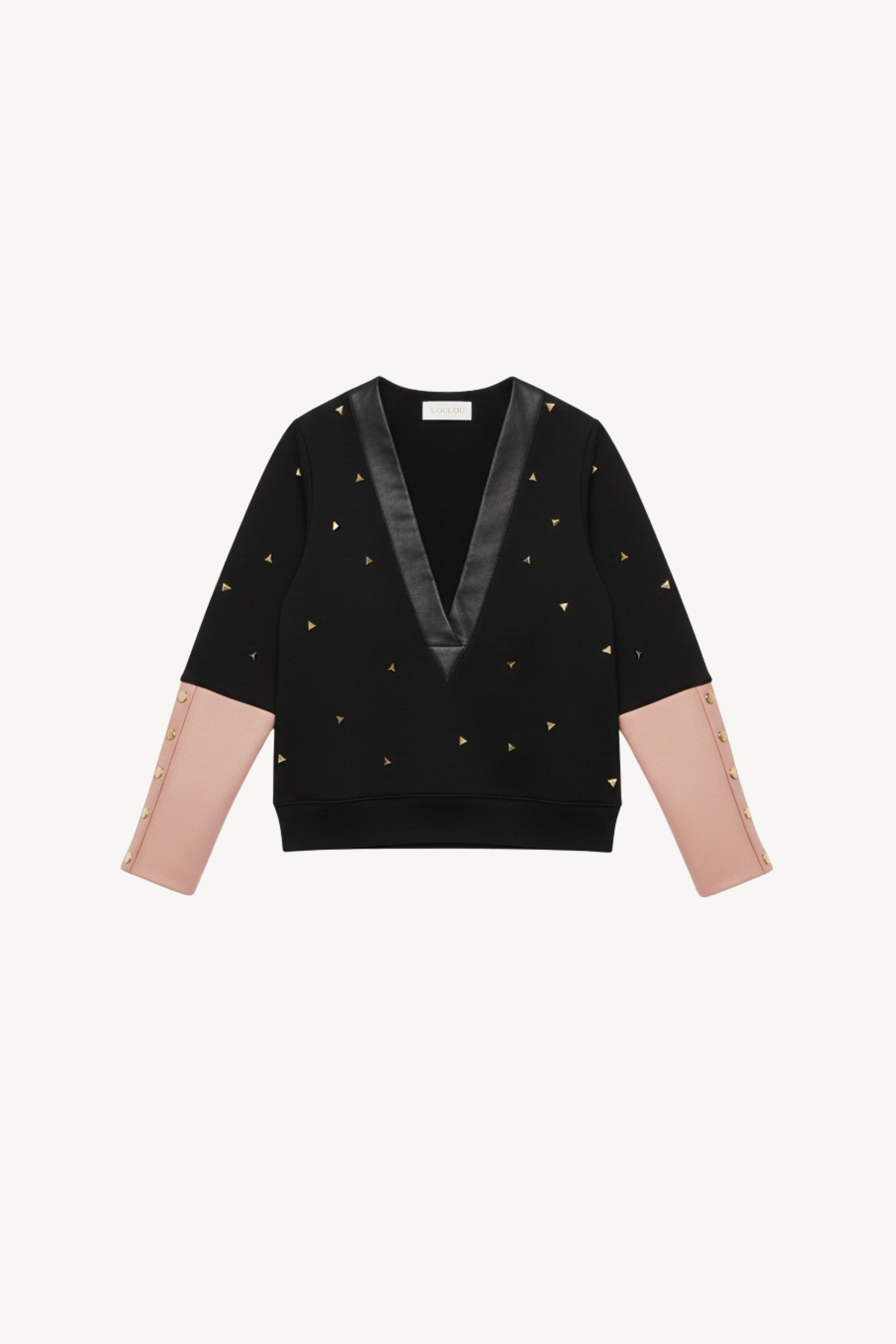 DEEP V SWEATSHIRT WITH PINK SLEEVES