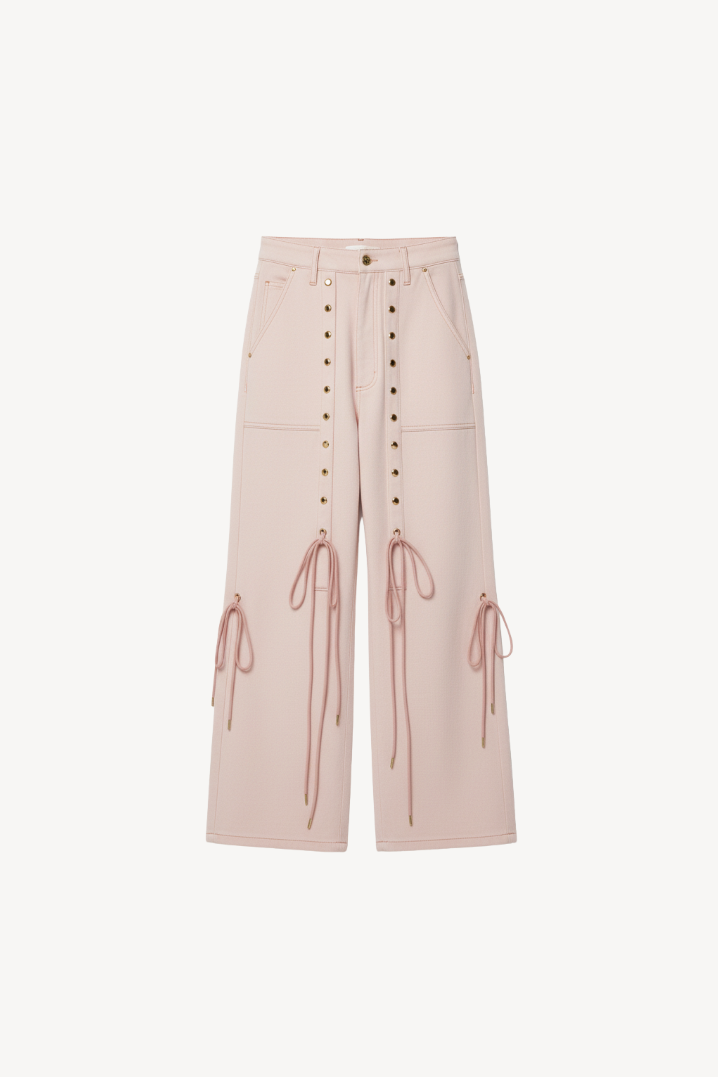 BLUSH STUDDED DRAWSTRING TROUSERS