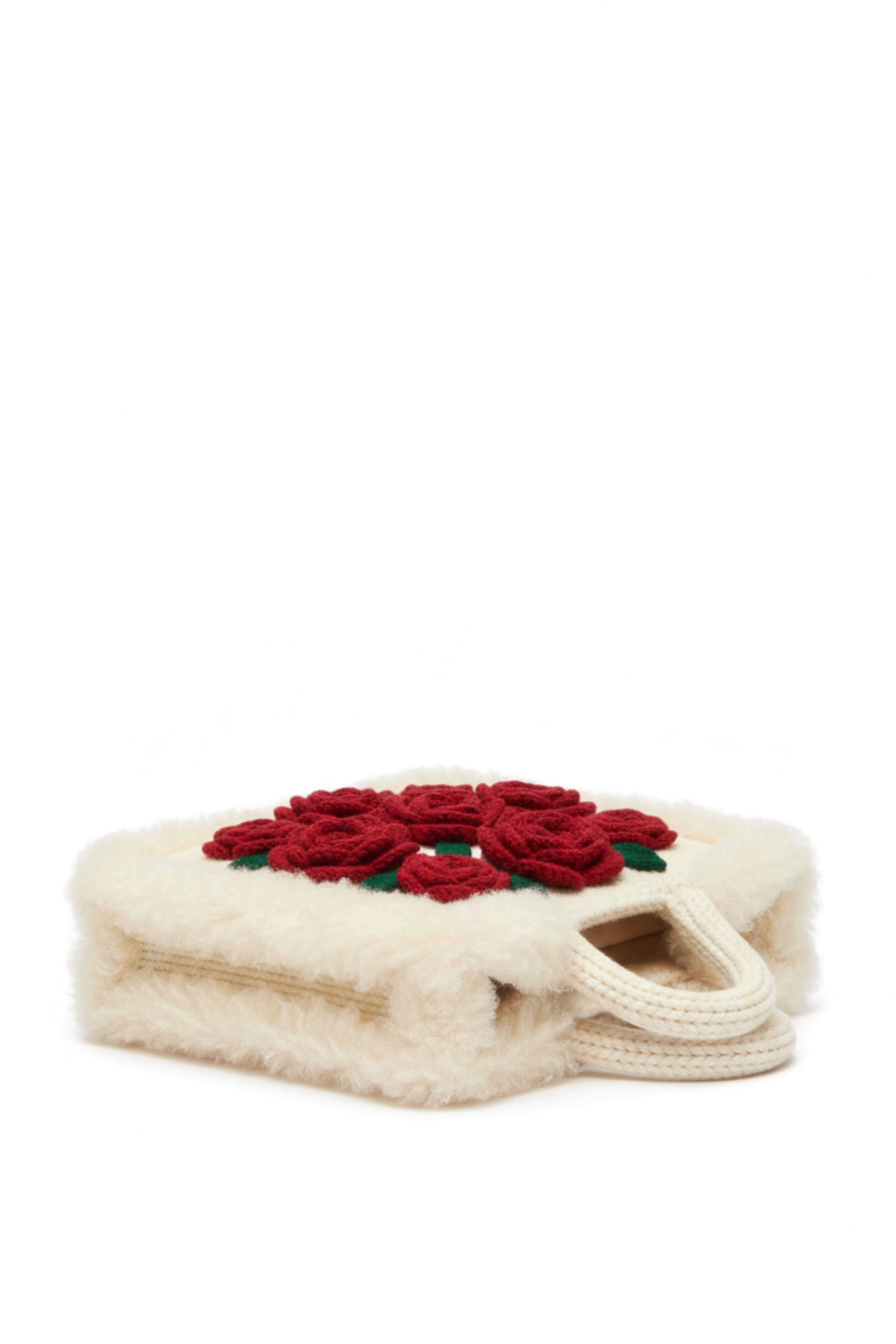 IVORY ROSE GARDEN SHEARLING TOTE
