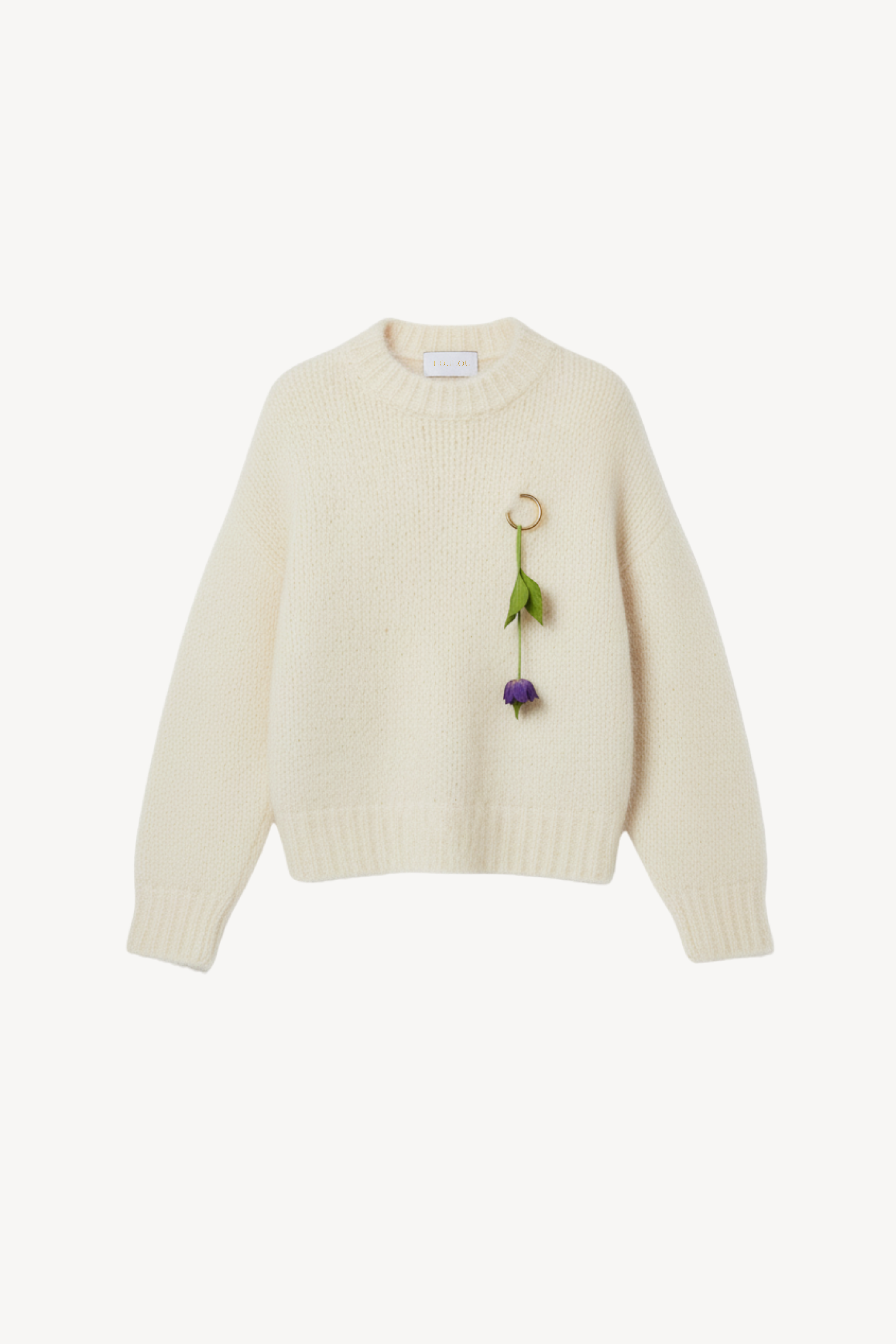 MOHAIR-BLEND SWEATER WITH FLORAL PENDANT
