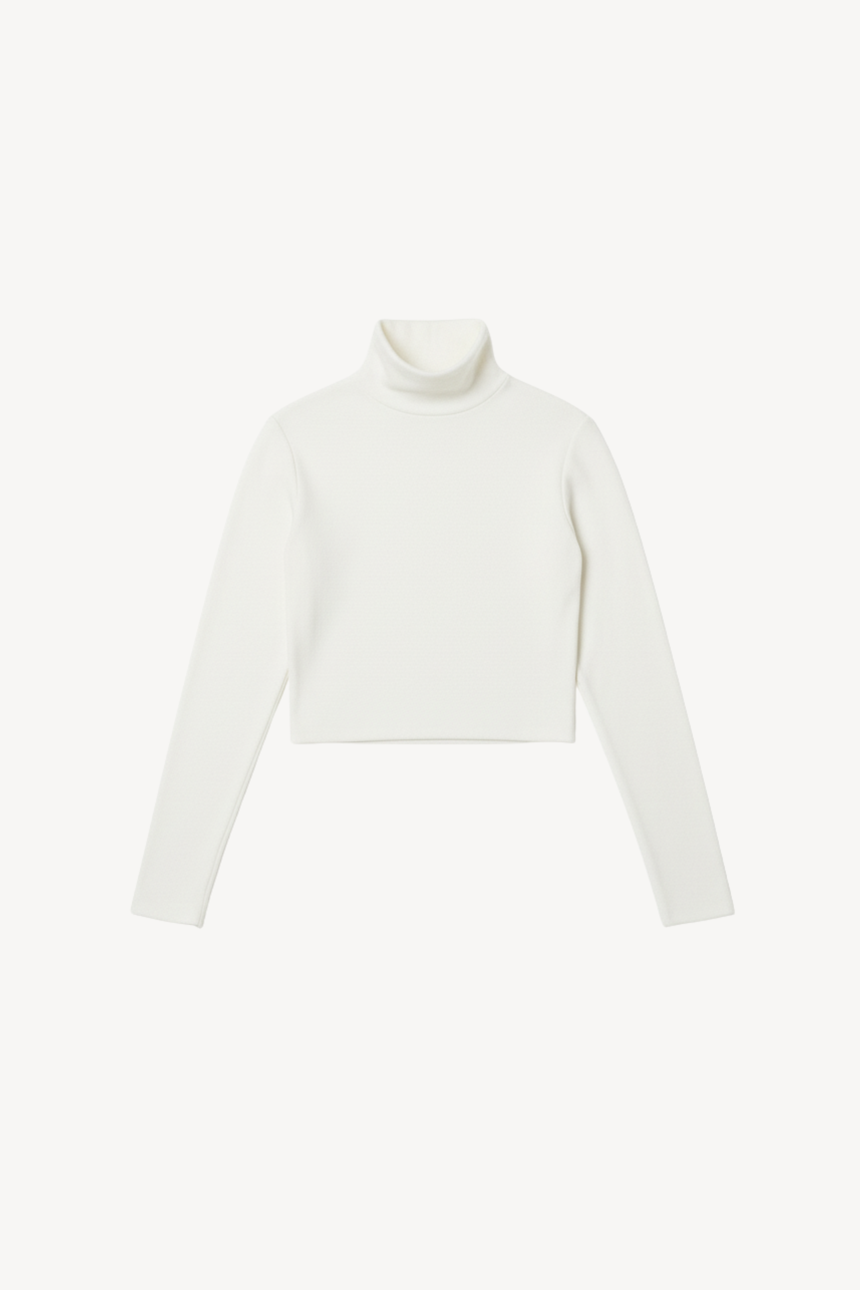 CROPPED JERSEY TURTLENECK IN IVORY