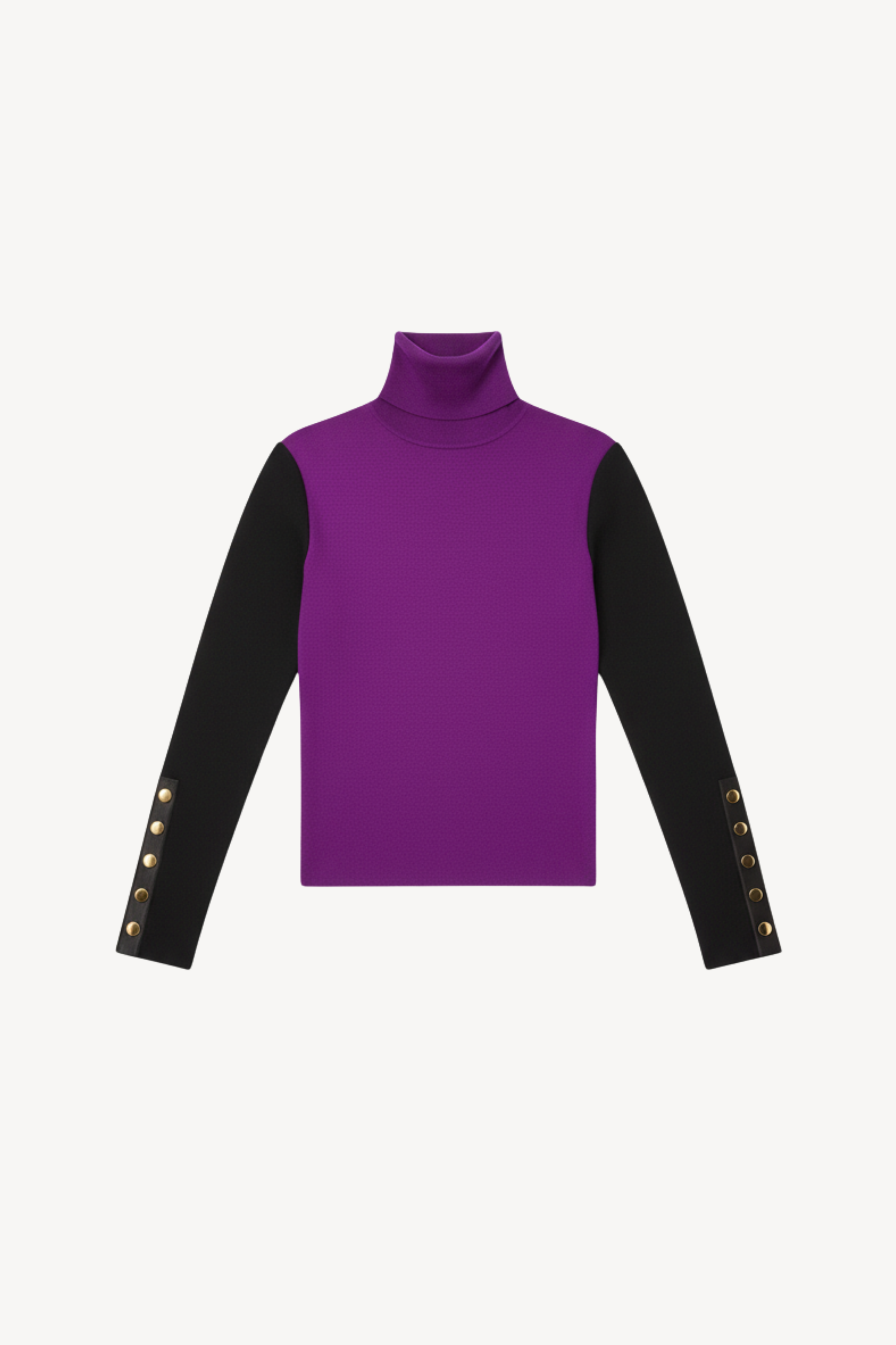 TWO-TONE JERSEY TURTLENECK