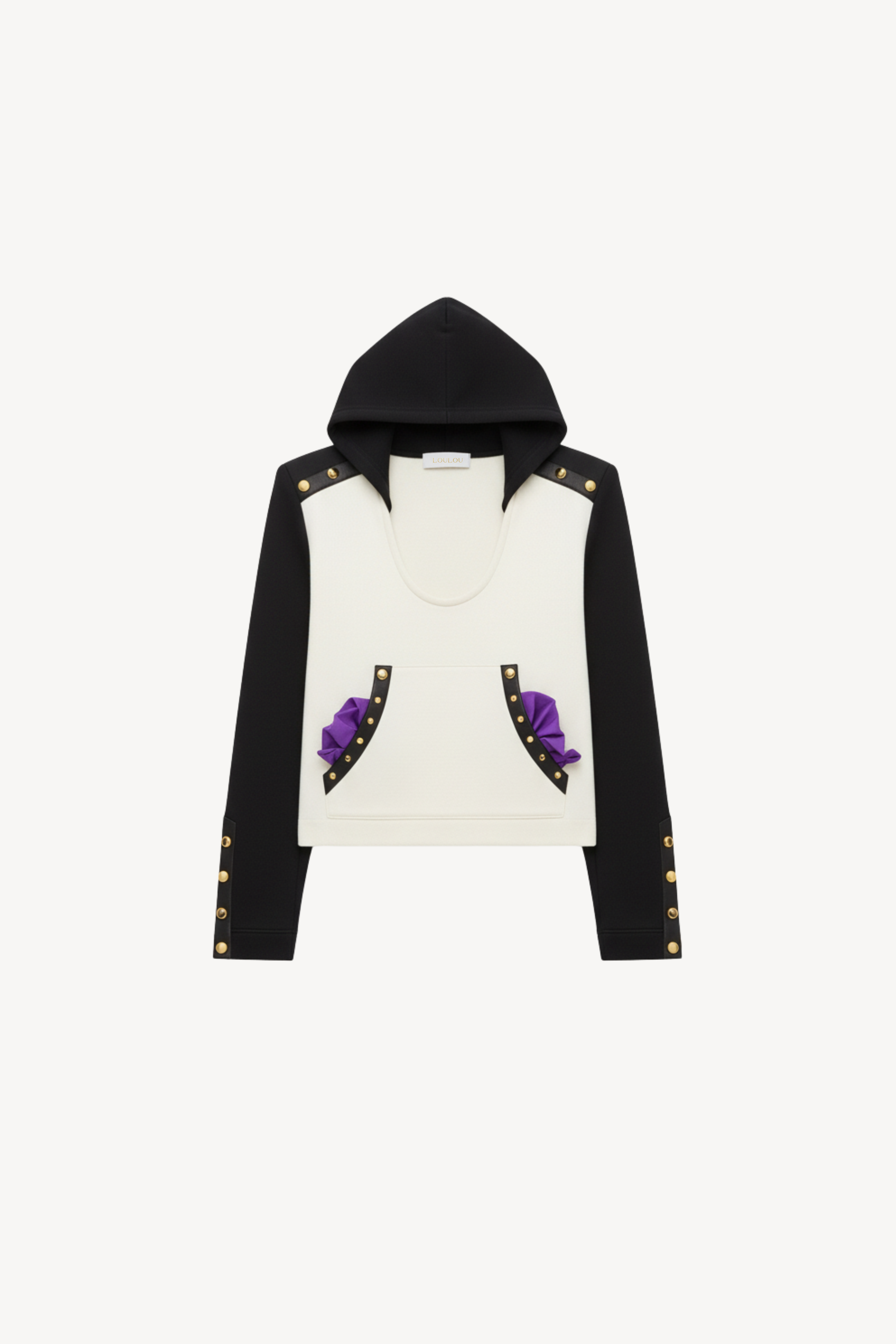 DUAL-TONE HOODIE WITH STUDS