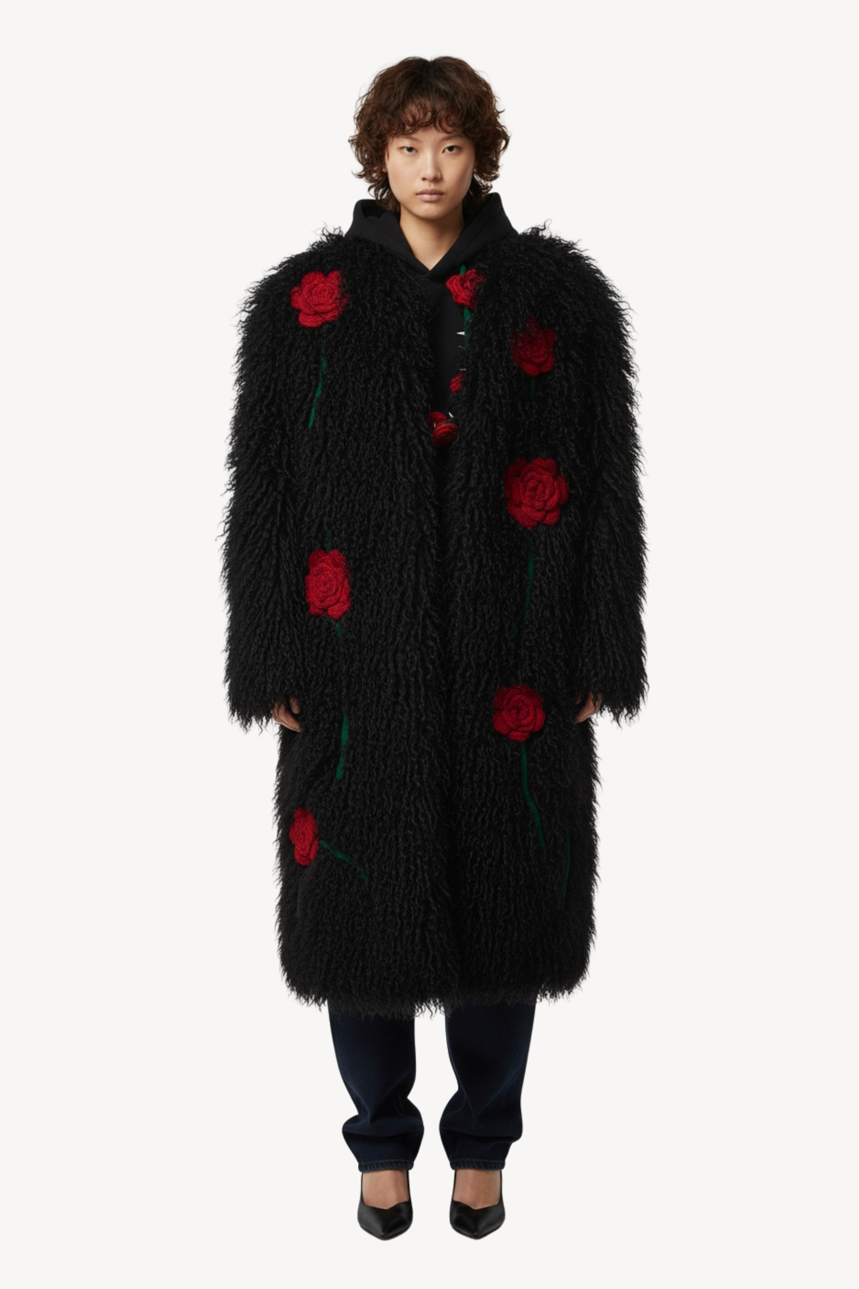 SHEARLING COAT IN BLACK