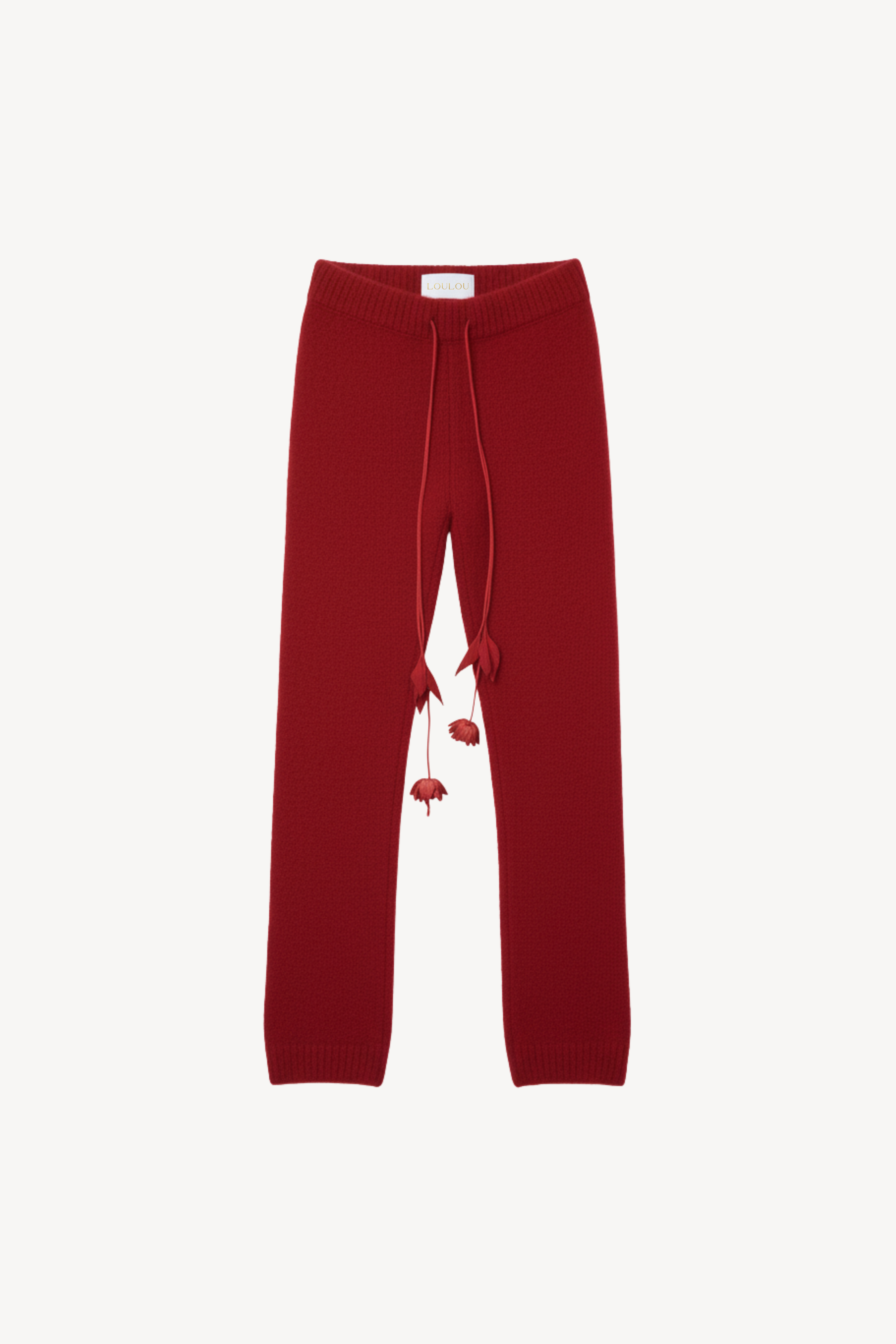 RED MOHAIR-BLEND KNIT TROUSERS
