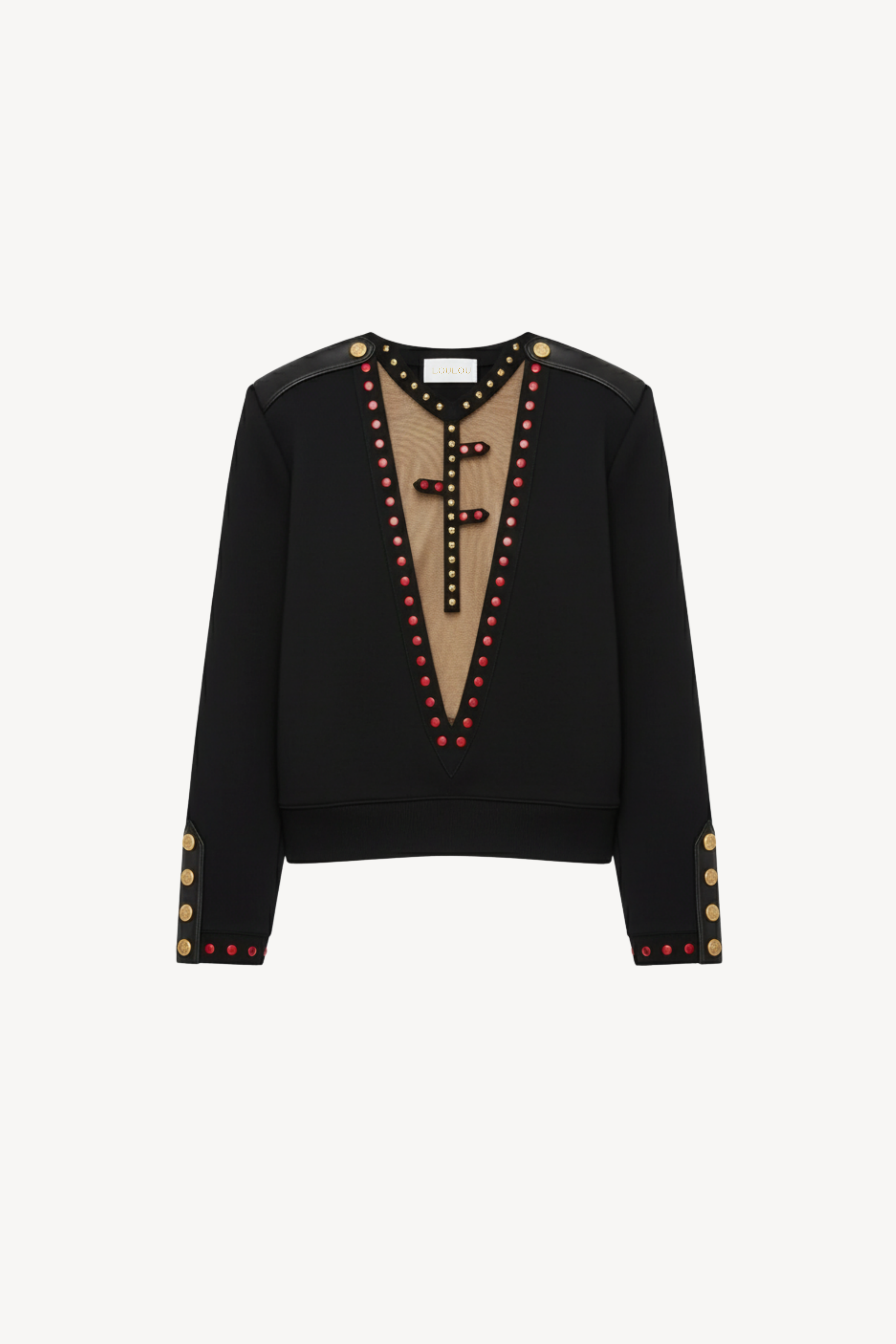 EMBELLISHED MILITARY SWEATSHIRT IN BLACK