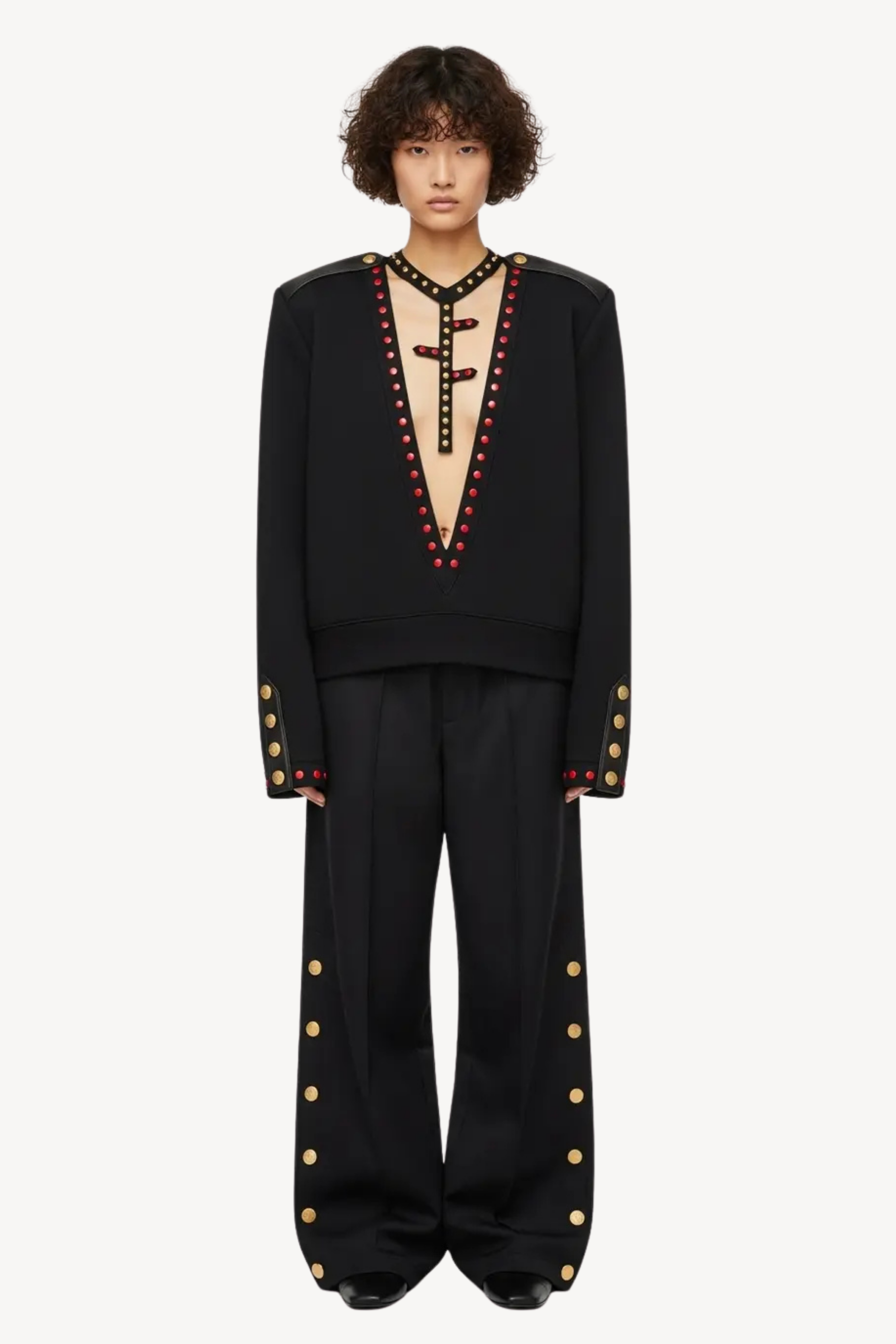 EMBELLISHED MILITARY SWEATSHIRT IN BLACK