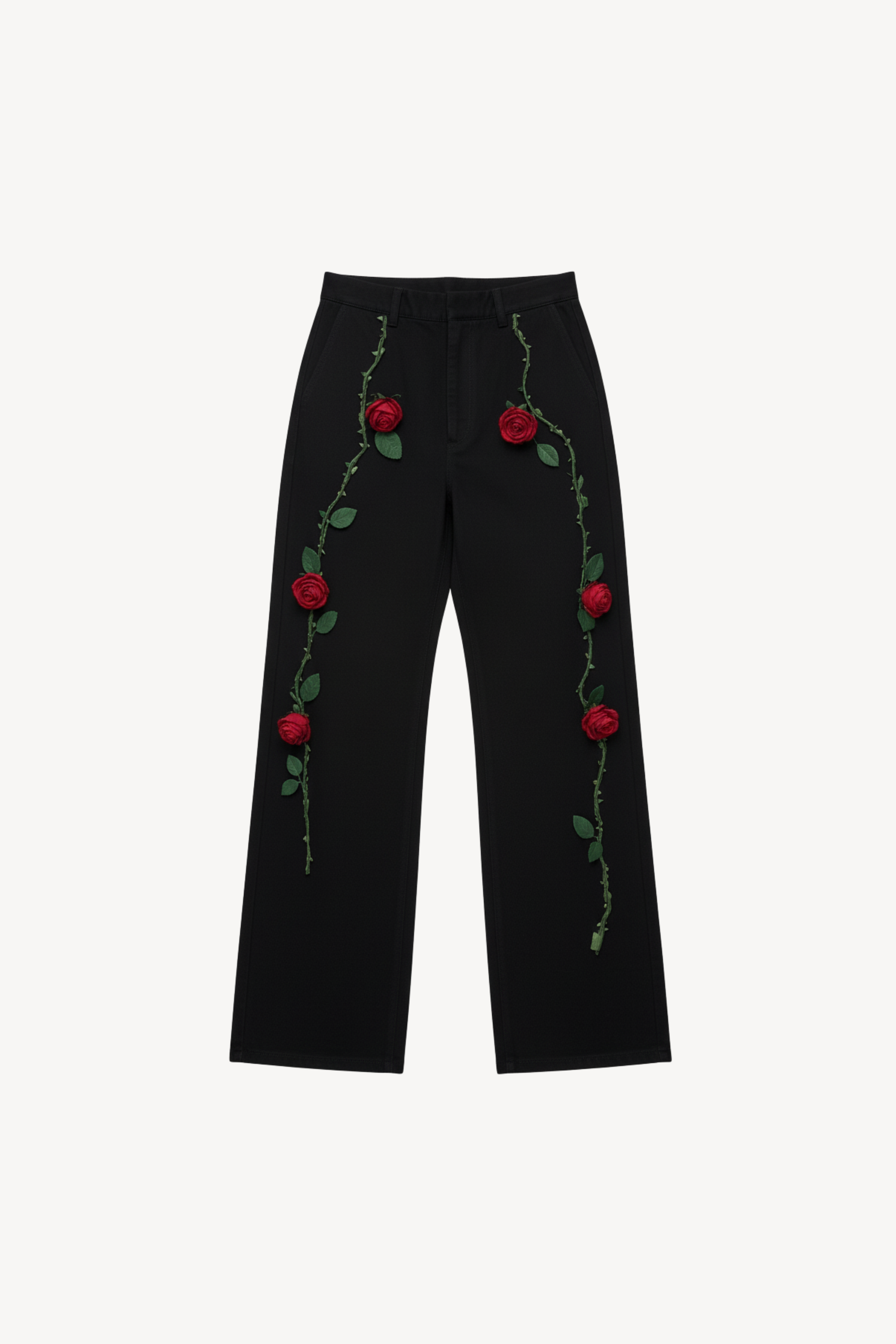 BLACK ROSE DENIM TROUSERS