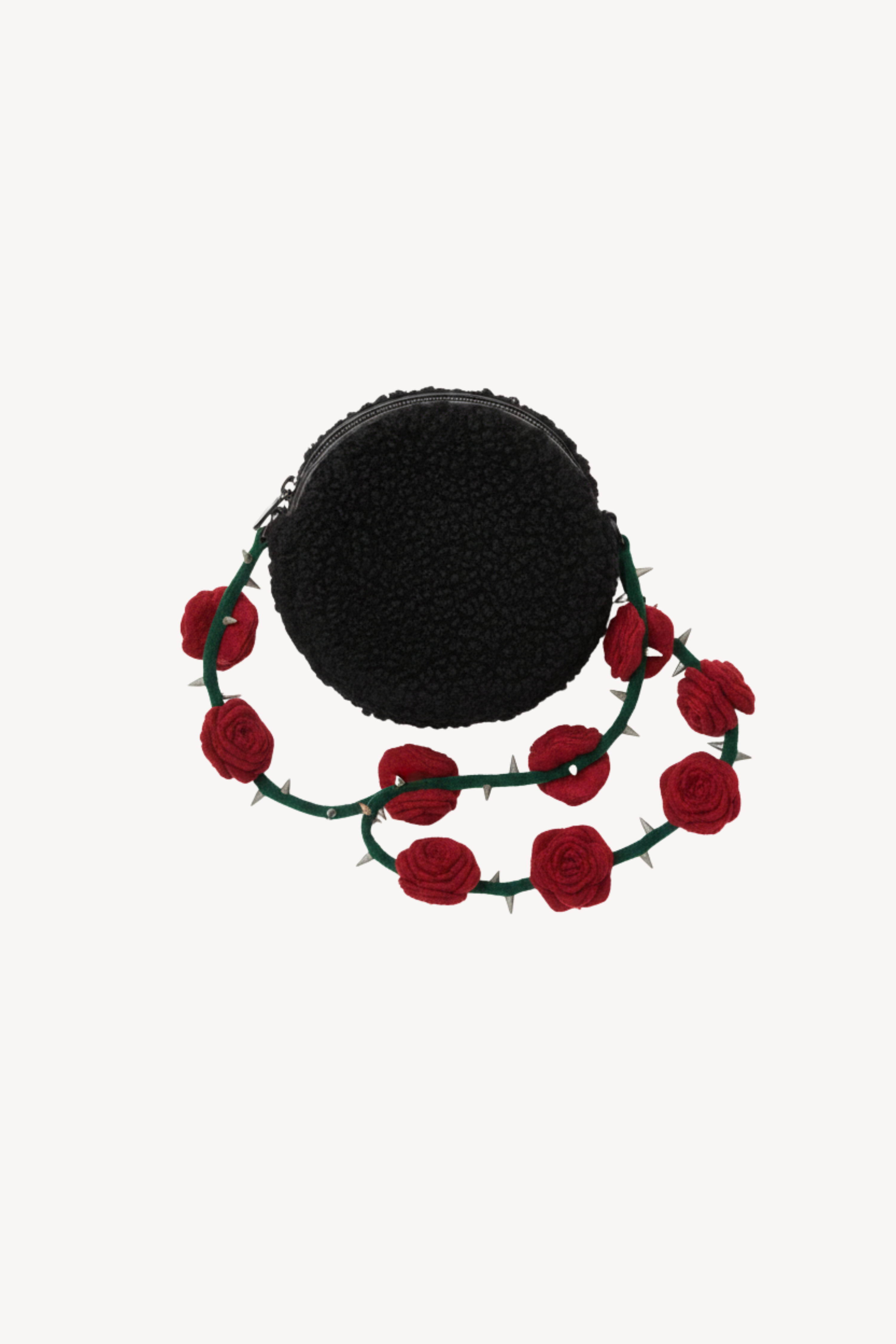 ROSE VINE SHEARLING MINI BAG IN BLACK