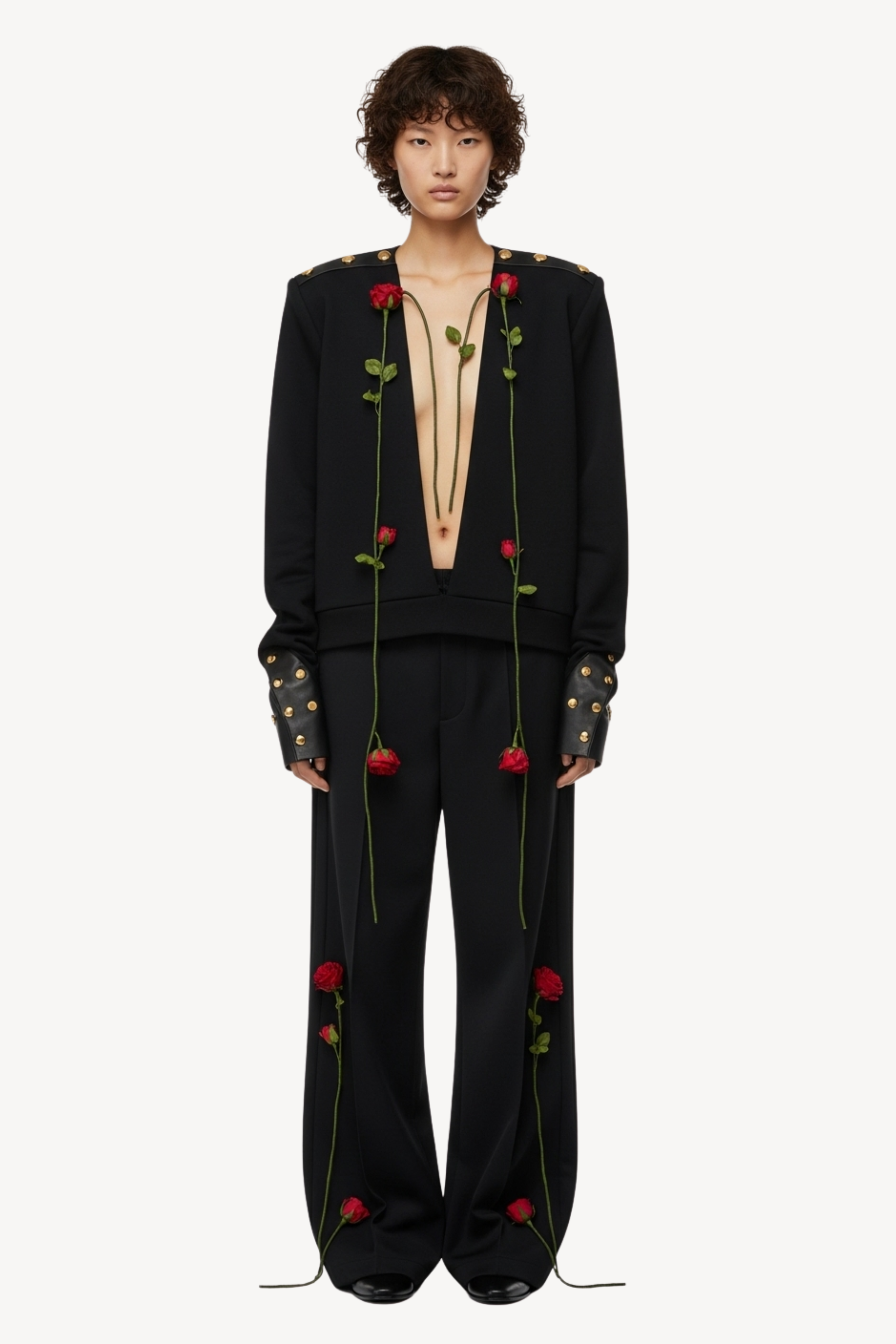 BLACK ROSE COTTON TROUSERS