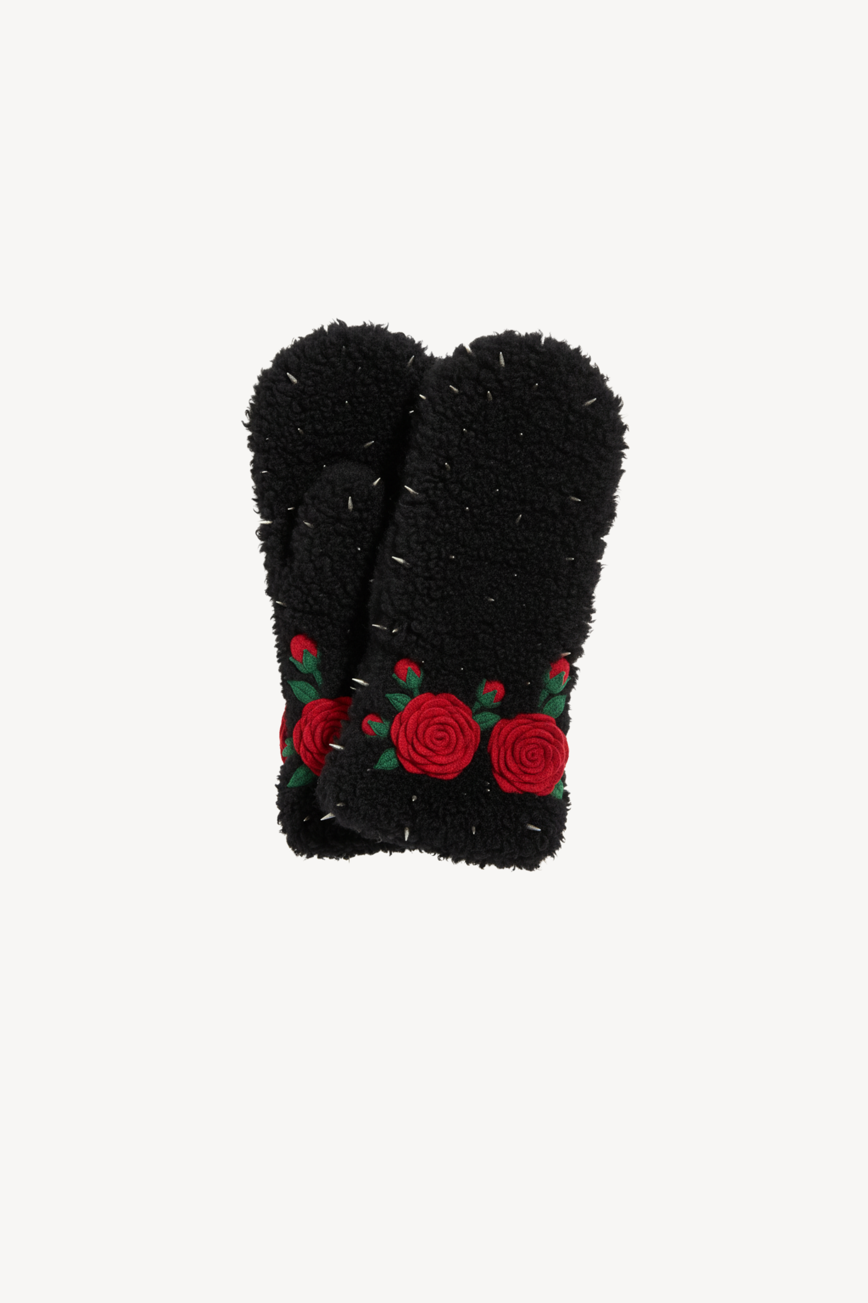 ROSE THORN SHEARLING MITTENS