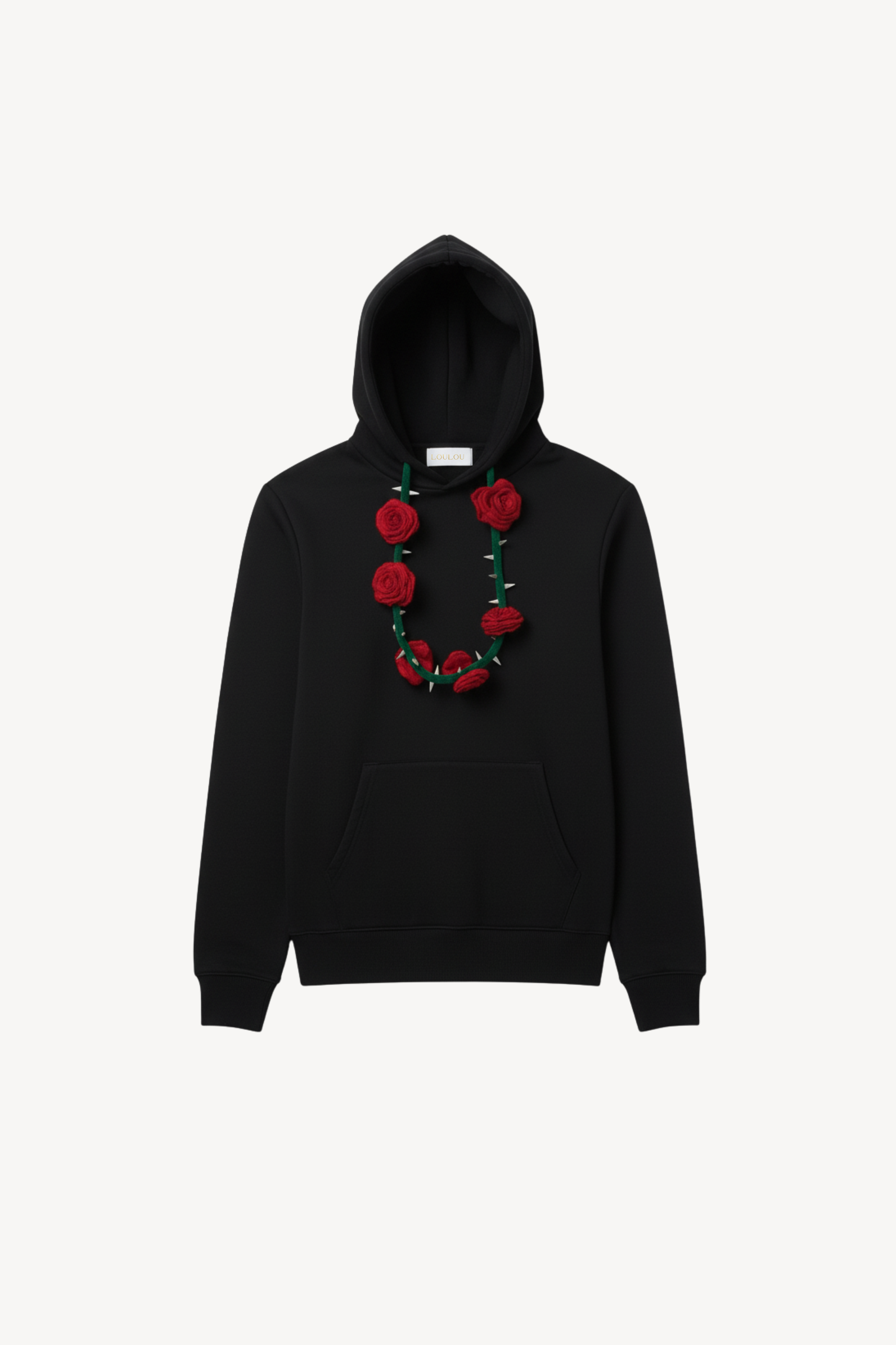 ROSE GARLAND HOODIE IN BLACK
