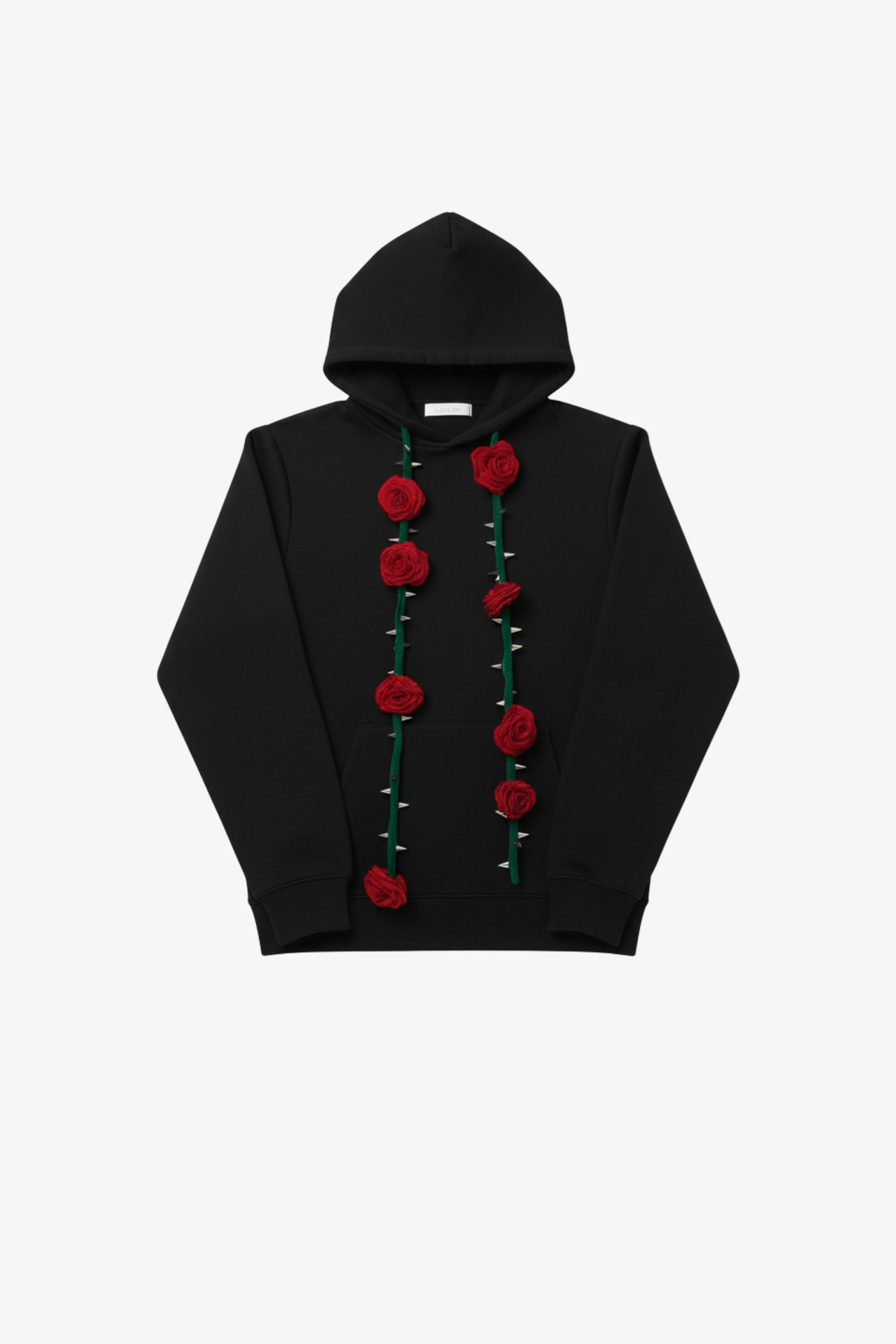 ROSE-STEM HOODIE IN BLACK