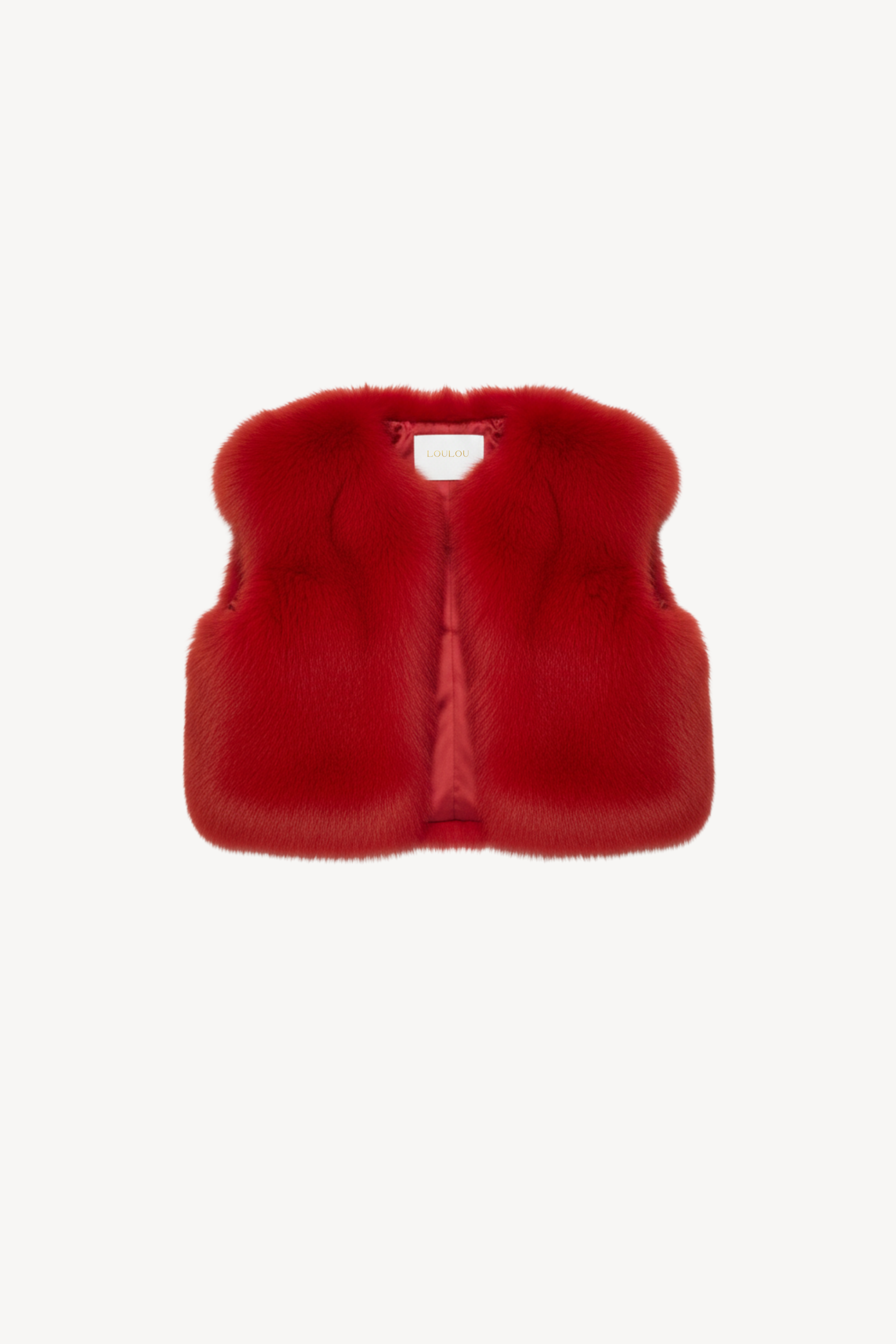 FAUX FUR VEST IN RED