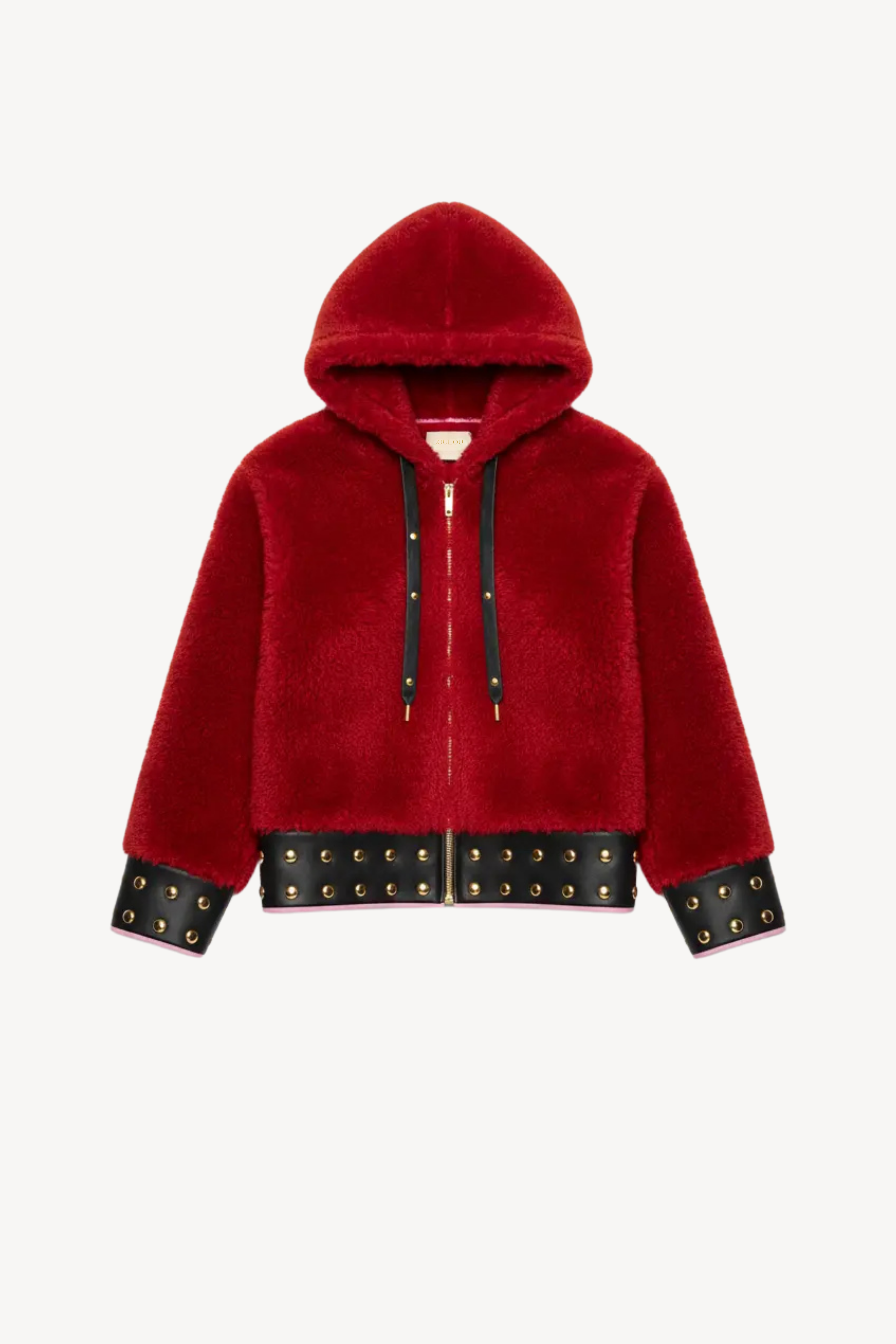 SHEARLING HOODED JACKET IN RED