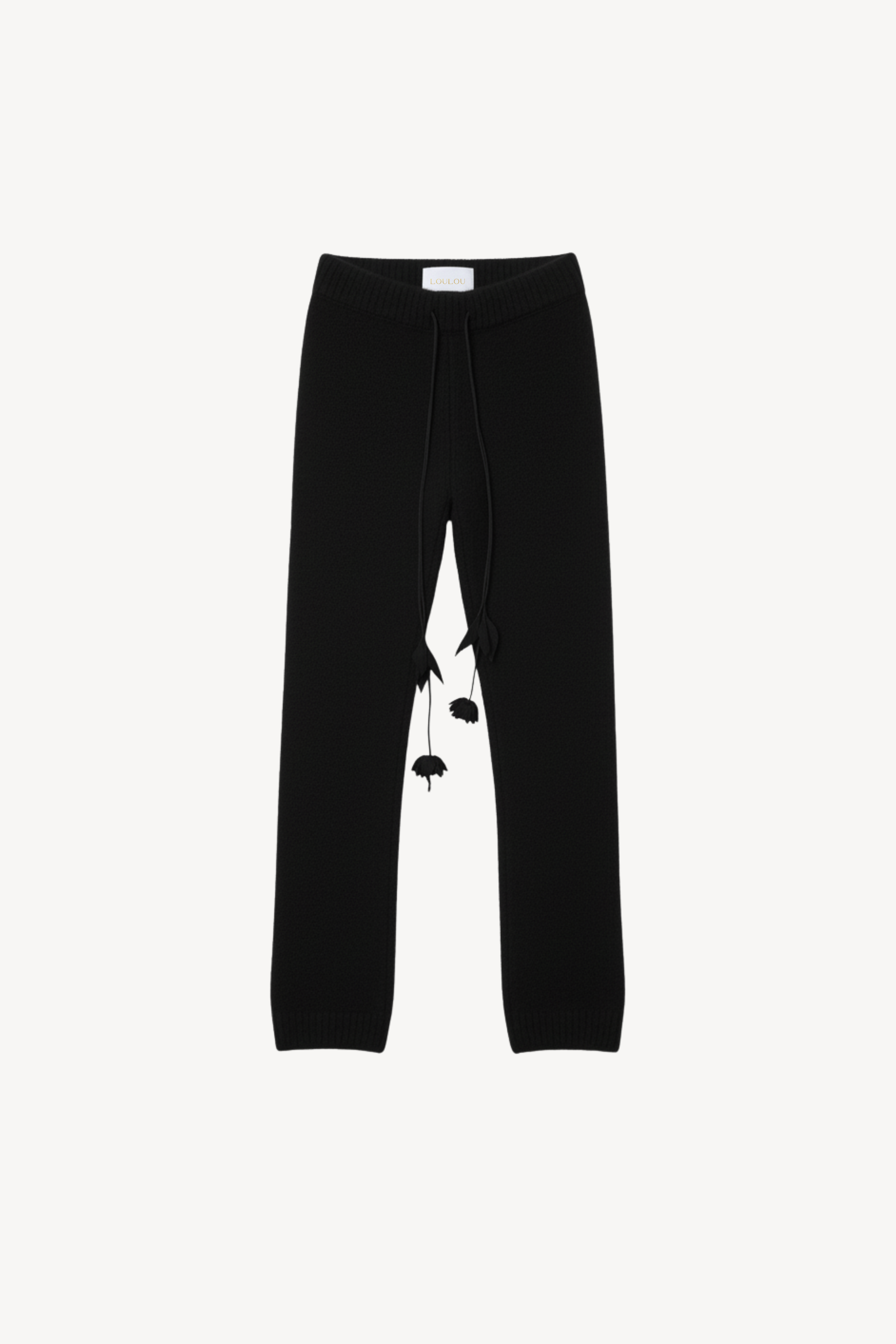 BLACK MOHAIR-BLEND KNIT TROUSERS
