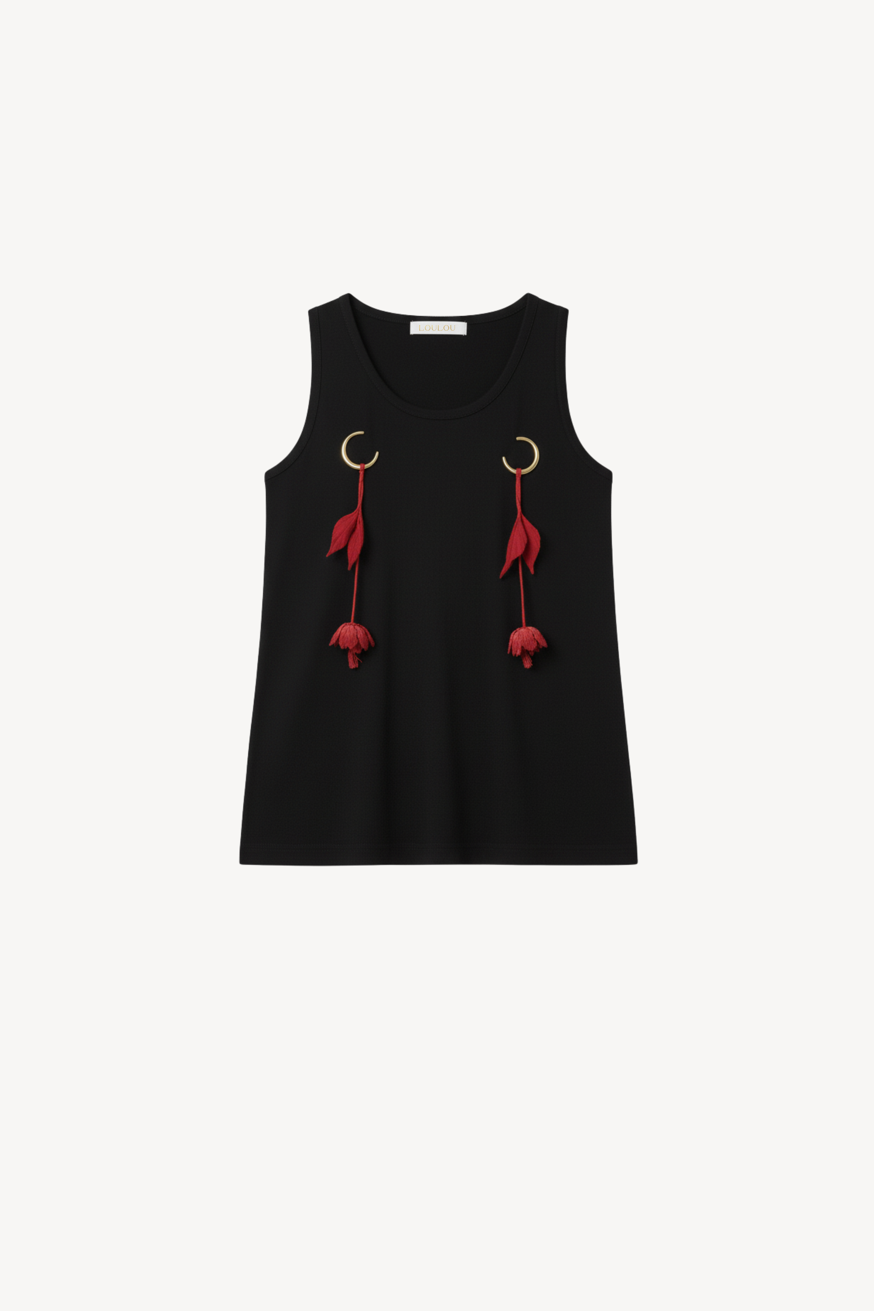 JERSEY TANK TOP WITH FLORAL PENDANTS