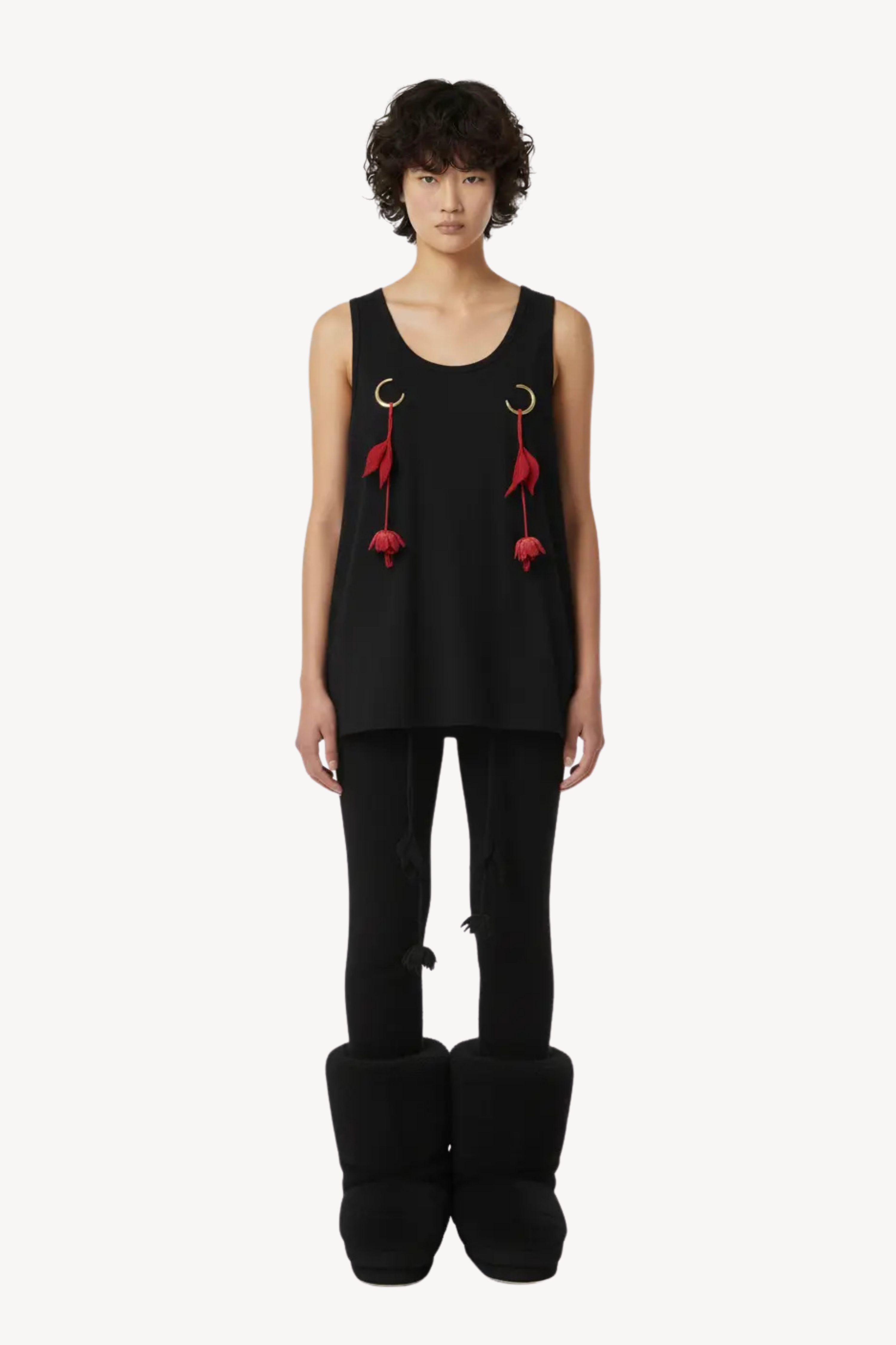JERSEY TANK TOP WITH FLORAL PENDANTS