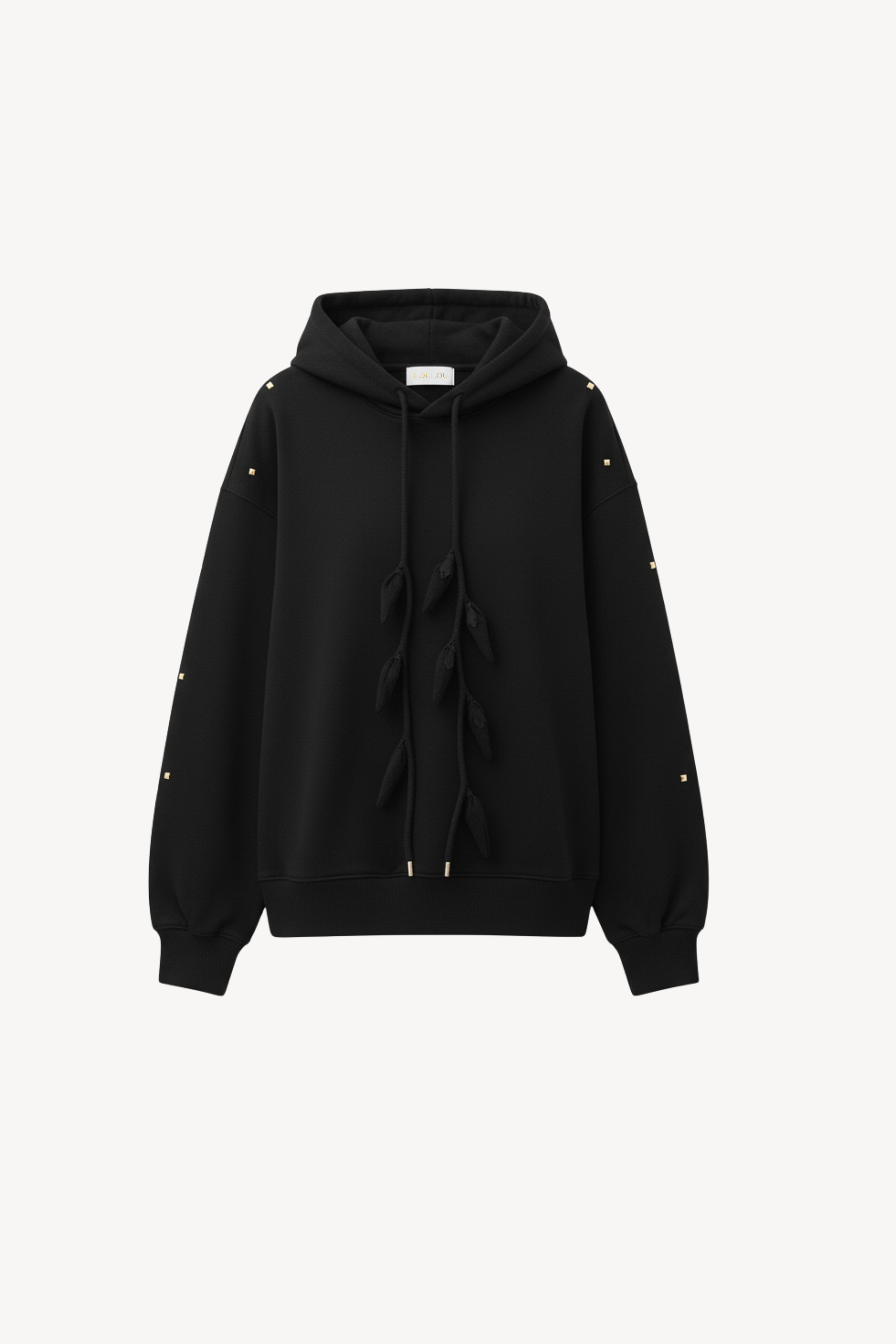 LEAF-TIE HOODIE IN BLACK