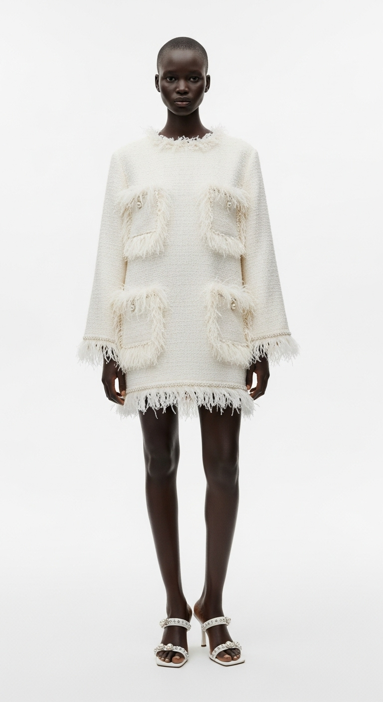 FRINGE-TRIM MINI DRESS