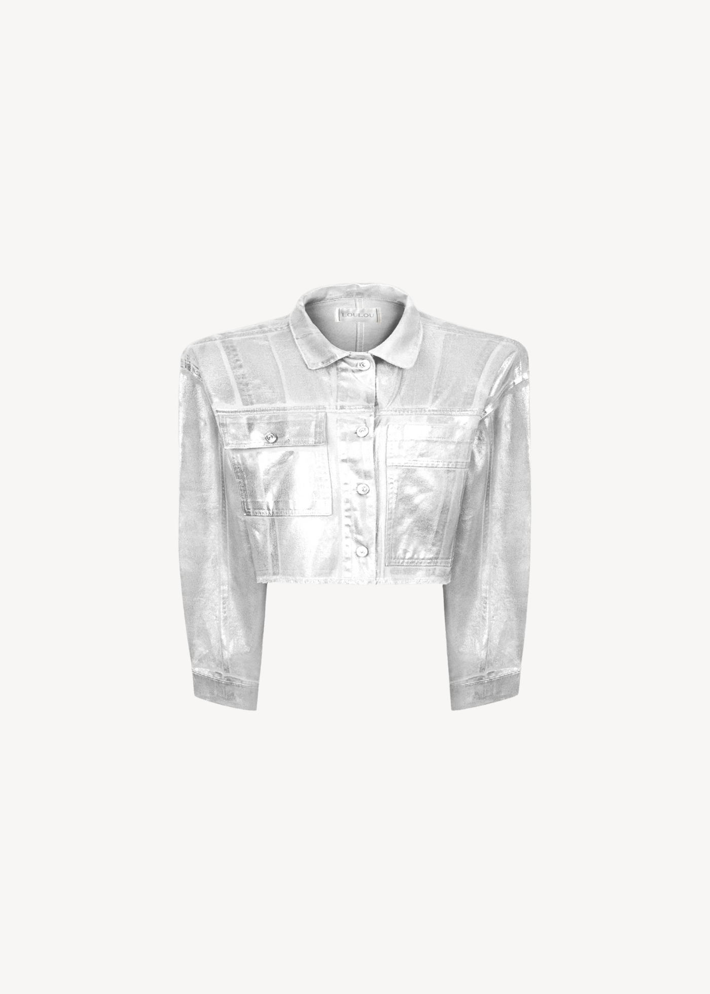 A Place in the Sun metallic denim jacket in silver