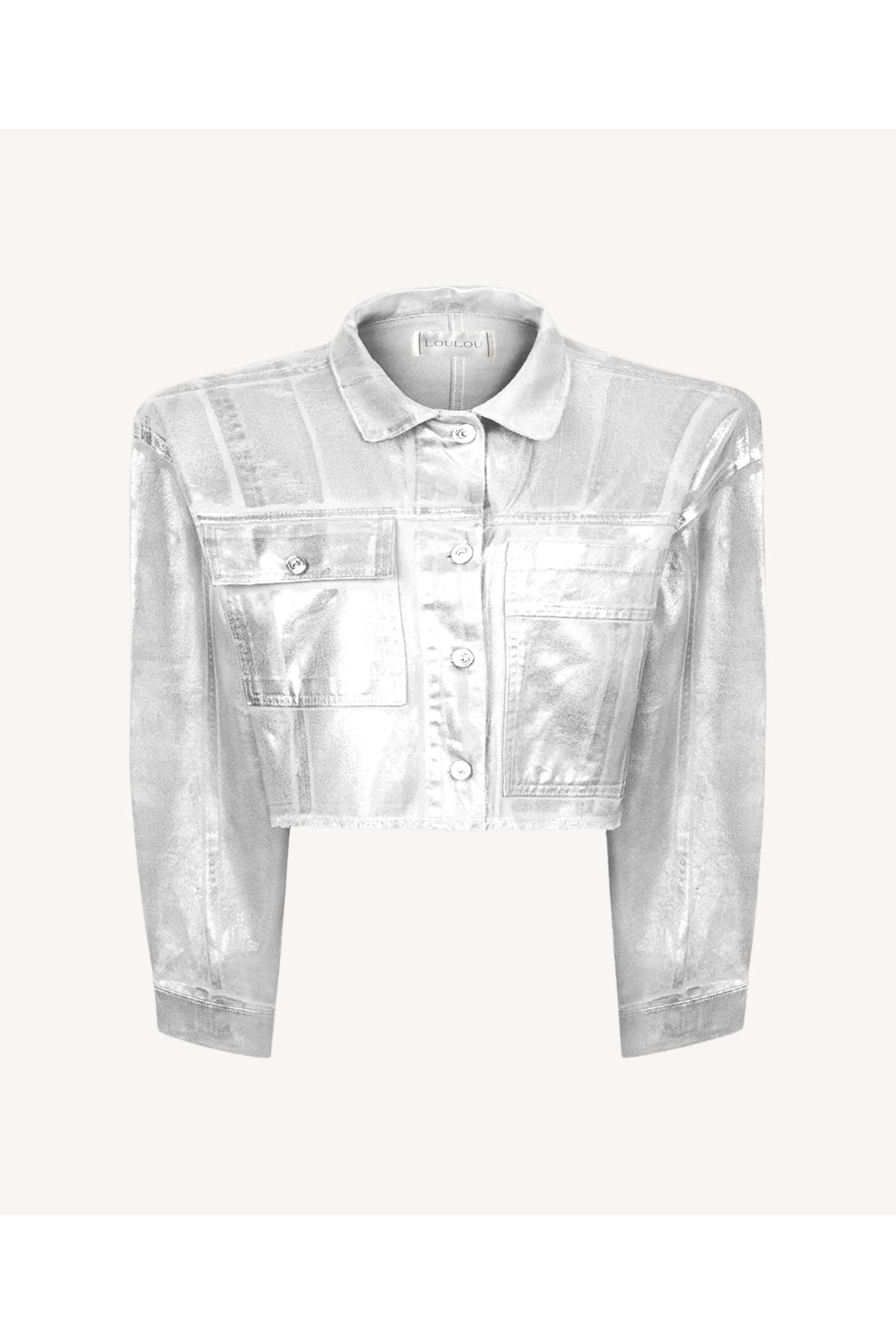 A Place in the Sun metallic denim jacket in silver