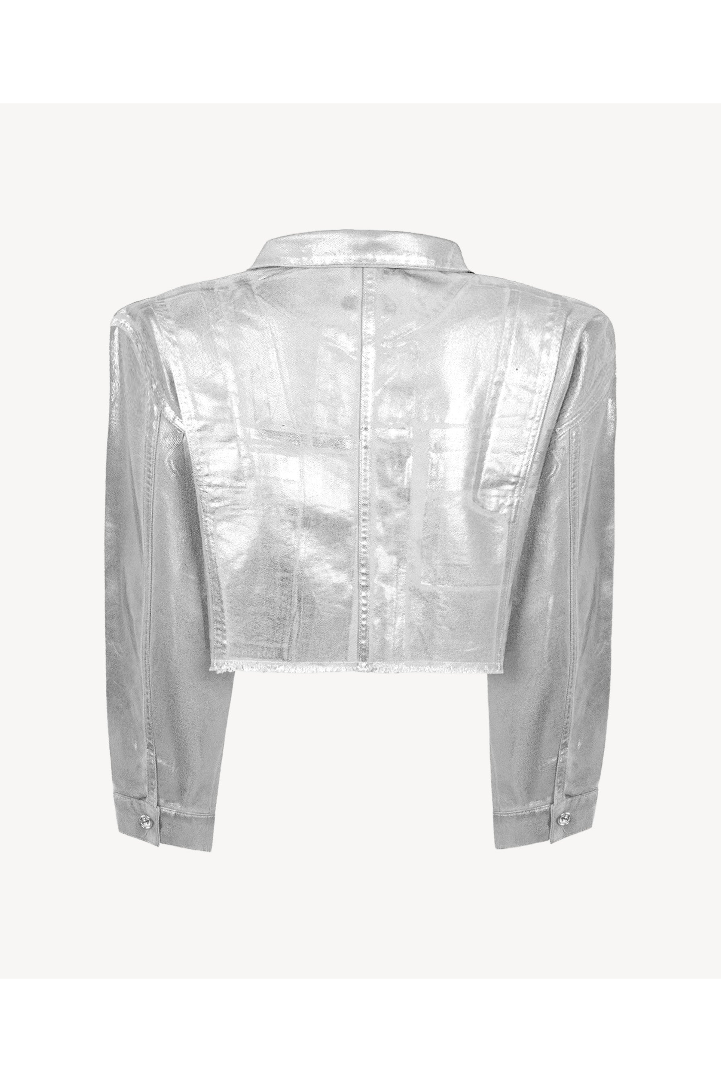 A Place in the Sun metallic denim jacket in silver