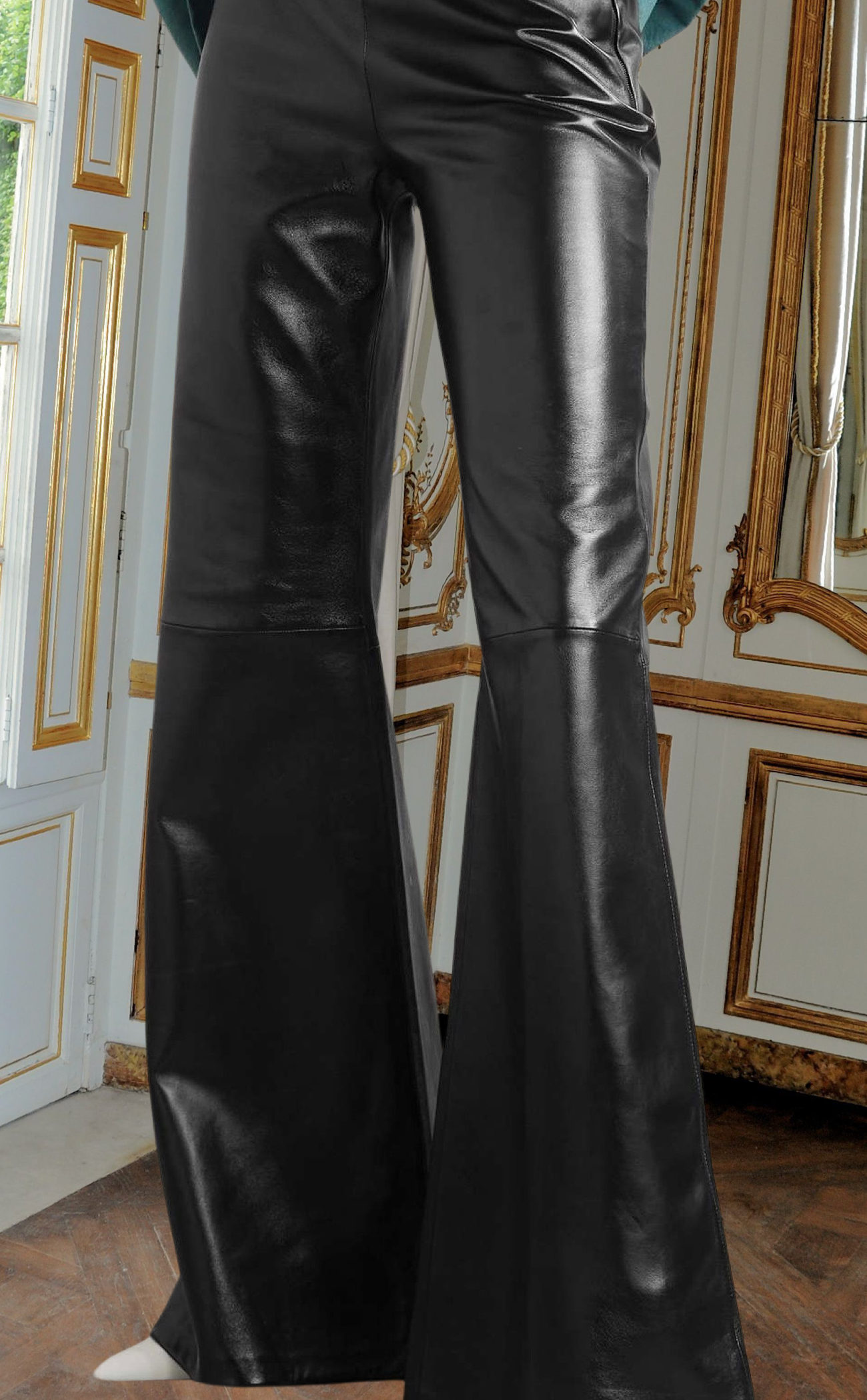Faux leather flared pants